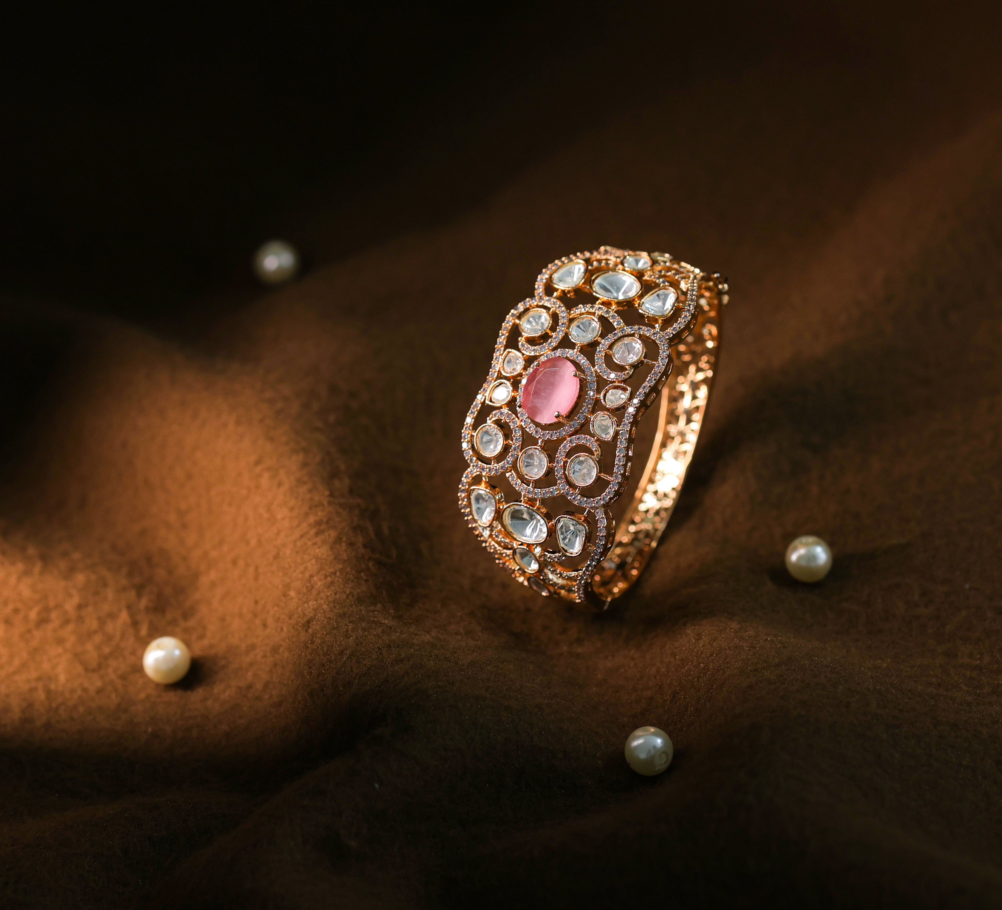 Refined Kundan & Hydro Stone Goldpolish Bracelet