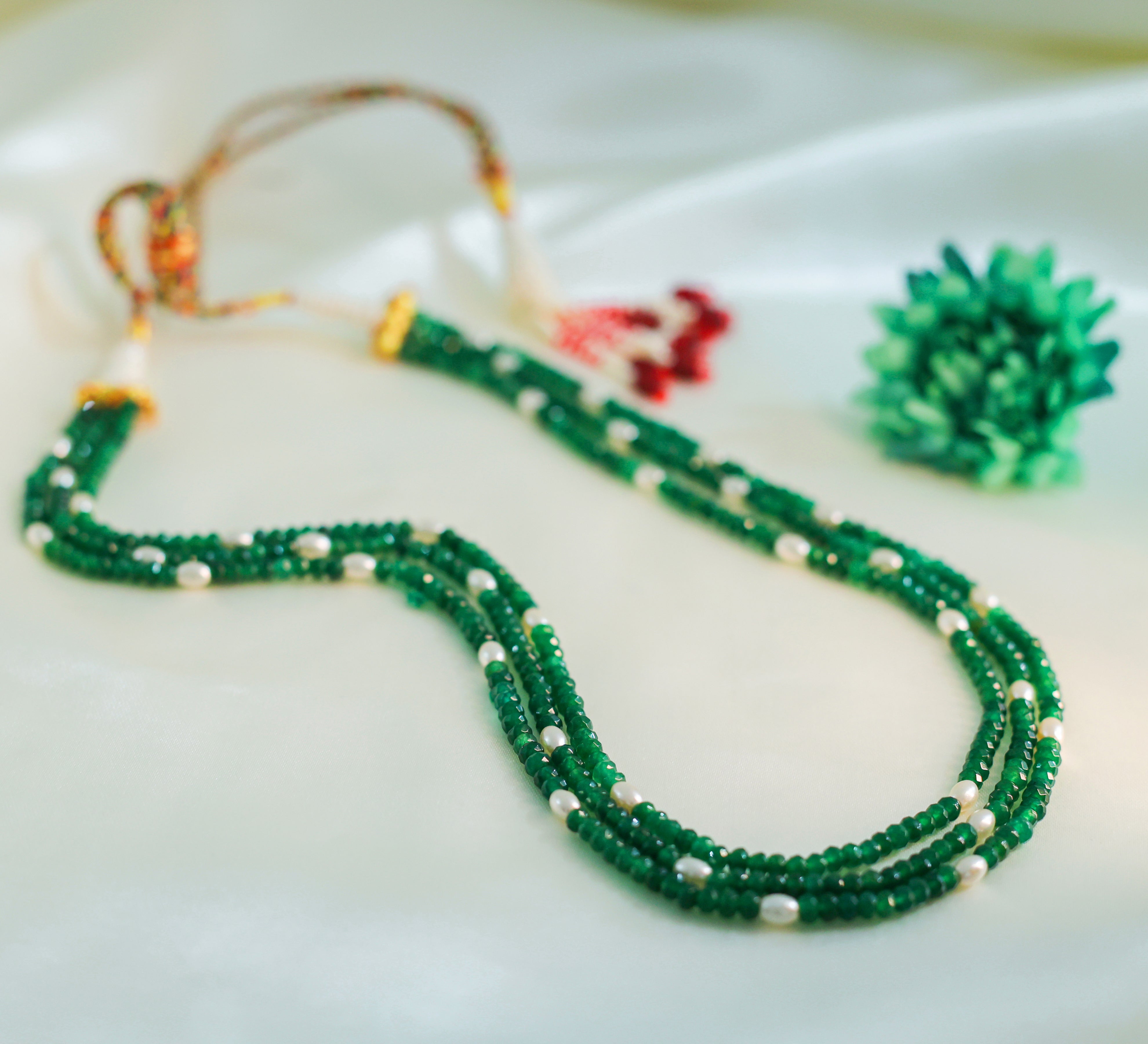 Jade Beads Mala Necklace - Adisha Jewels
