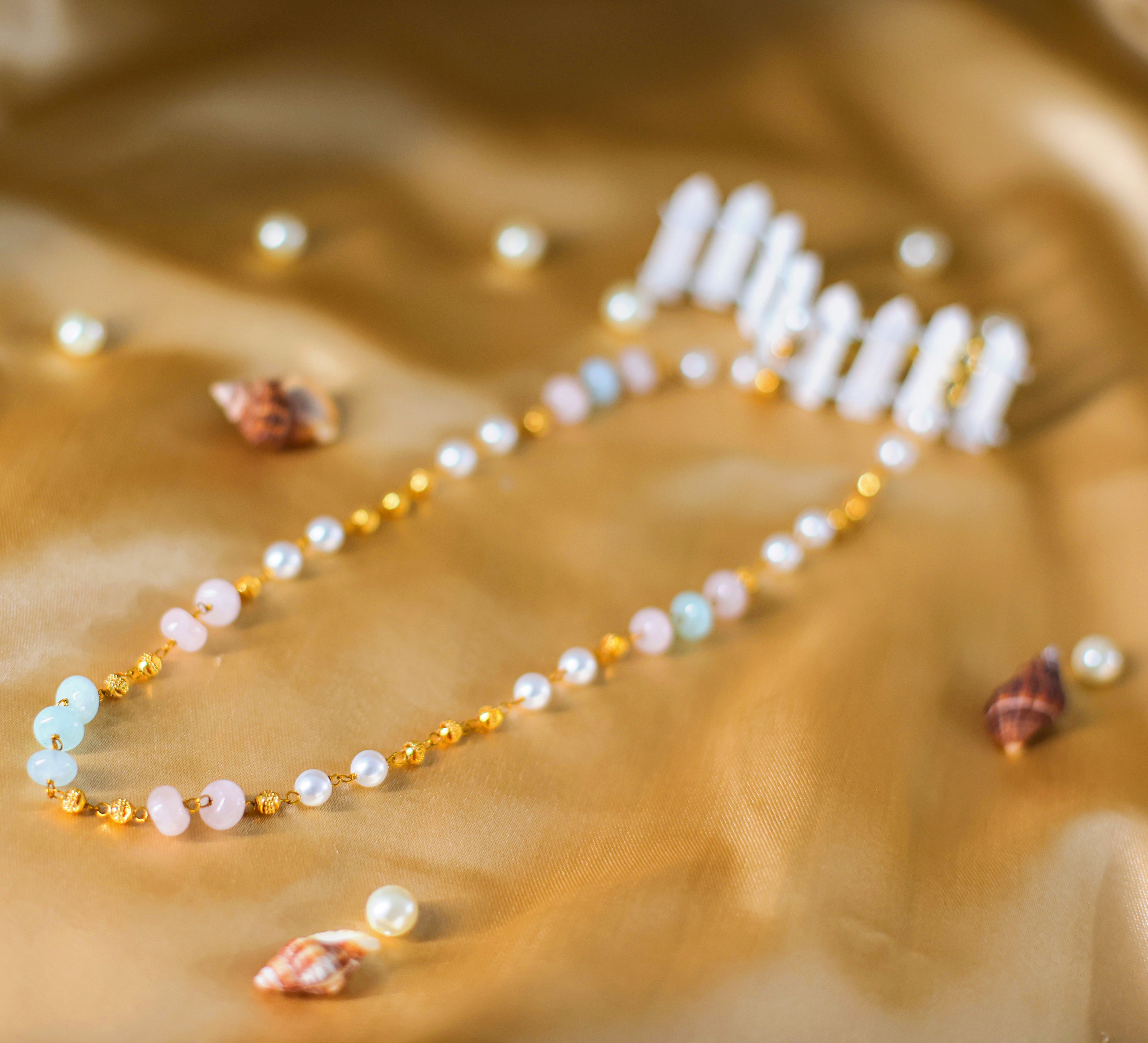 Shell Pearls & Golden Balls Mala Set - Adisha Jewels