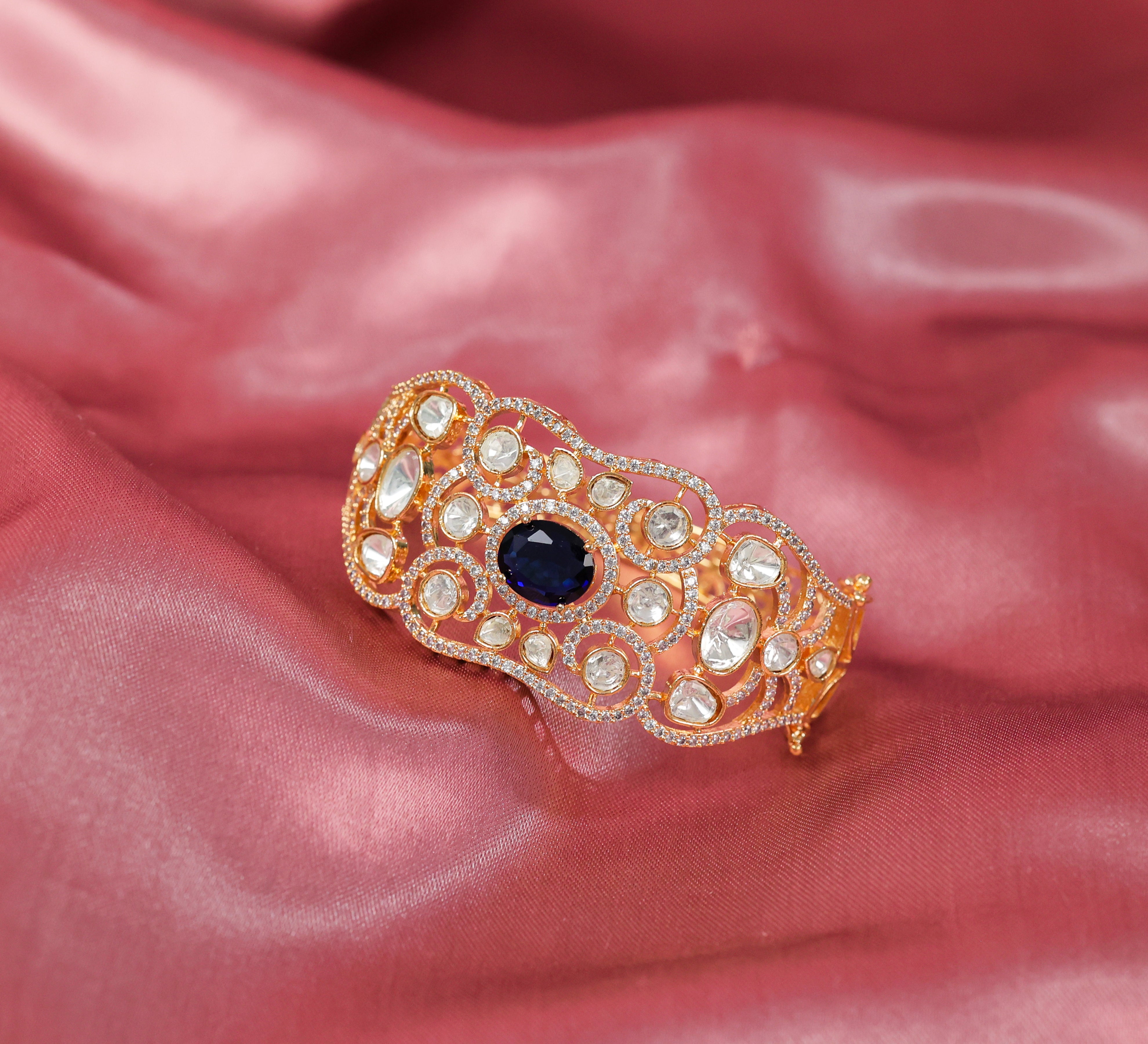 Refined Kundan & Hydro Stone Goldpolish Bracelet