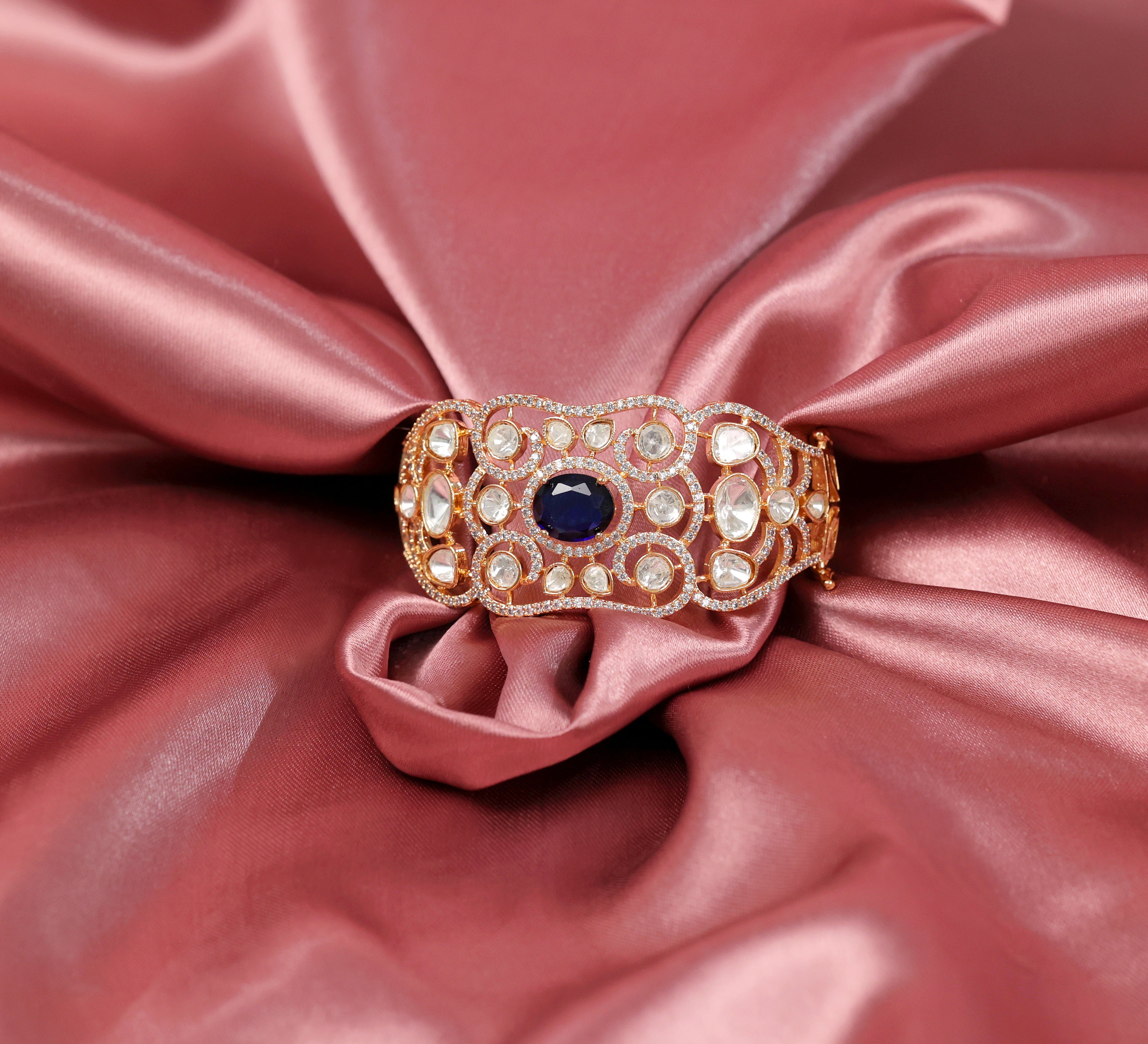 Refined Kundan & Hydro Stone Goldpolish Bracelet