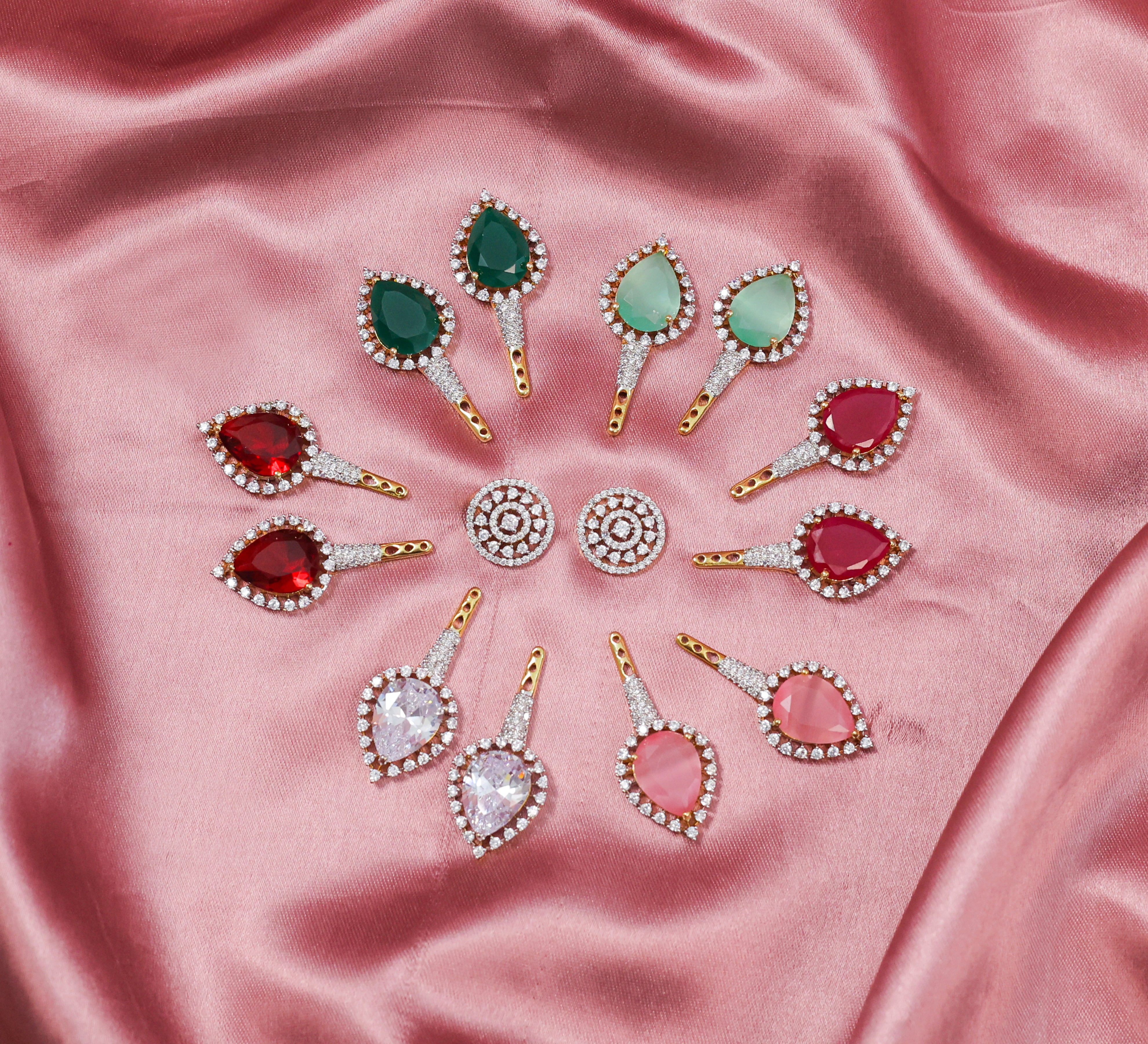 Laser-Cut Detailing Earrings with Hydro Stones-6 Earring Combo