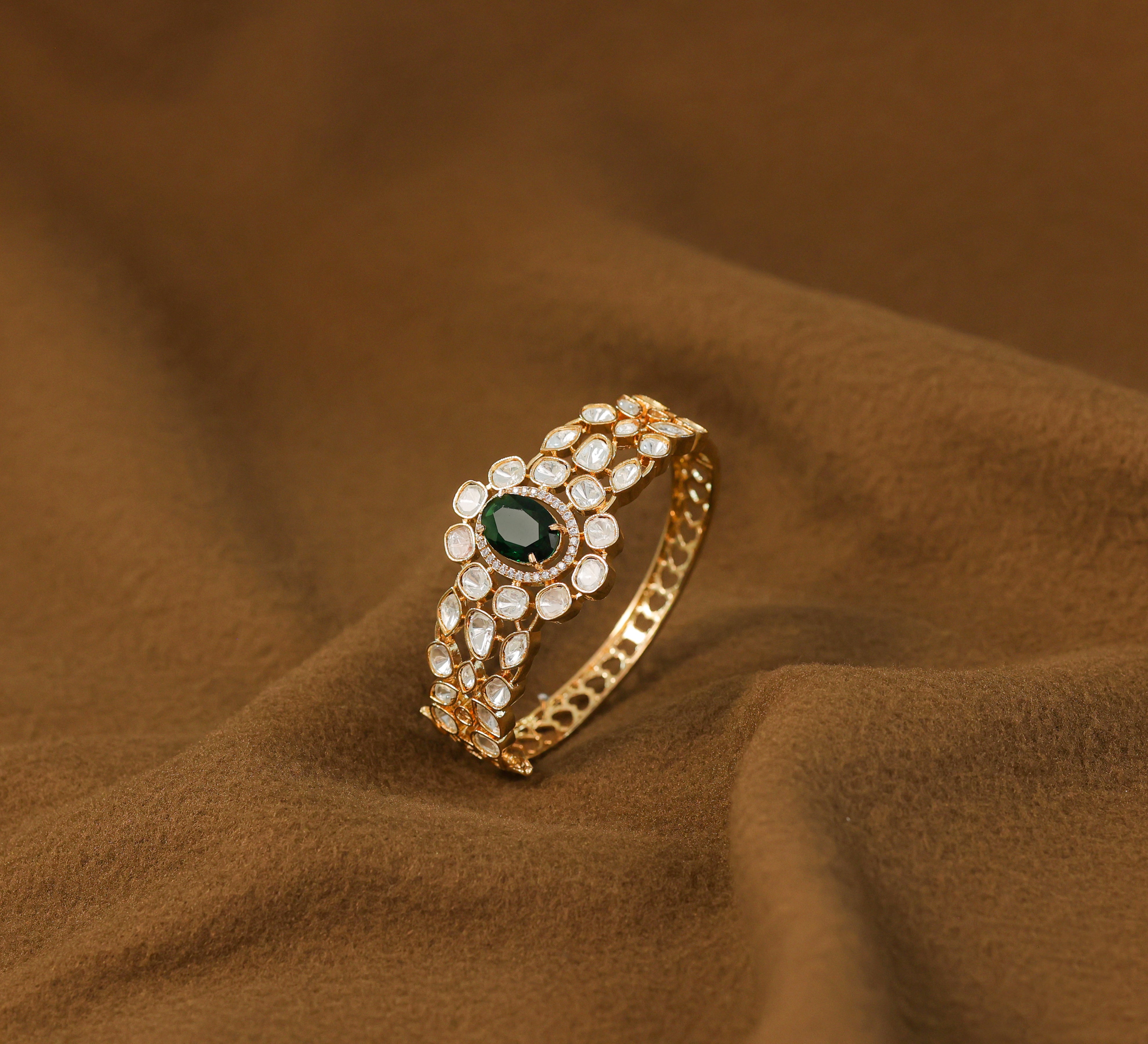 Kundan & Hydro Stone Goldpolish Bracelet