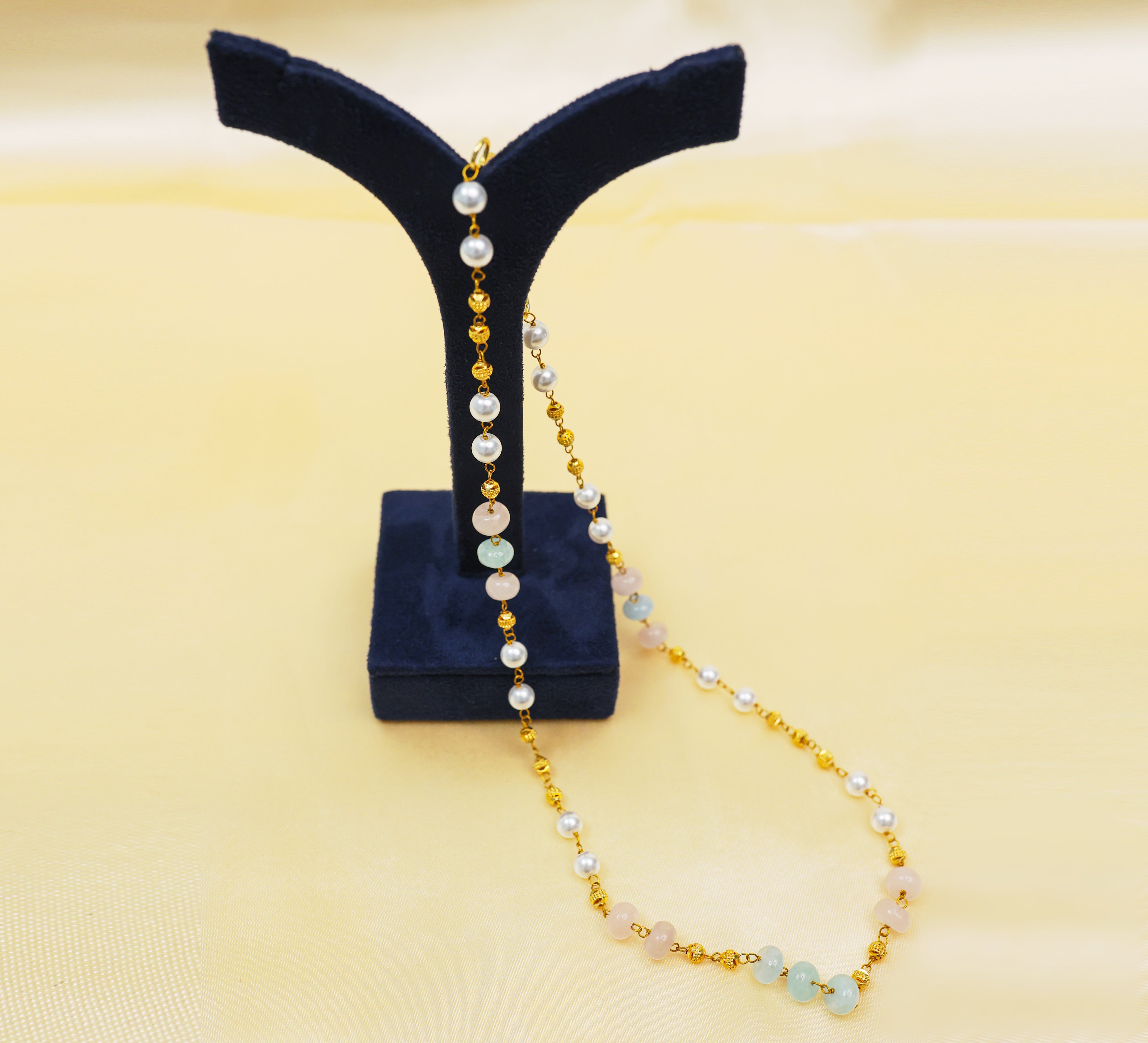 Shell Pearls & Golden Balls Mala Set - Adisha Jewels