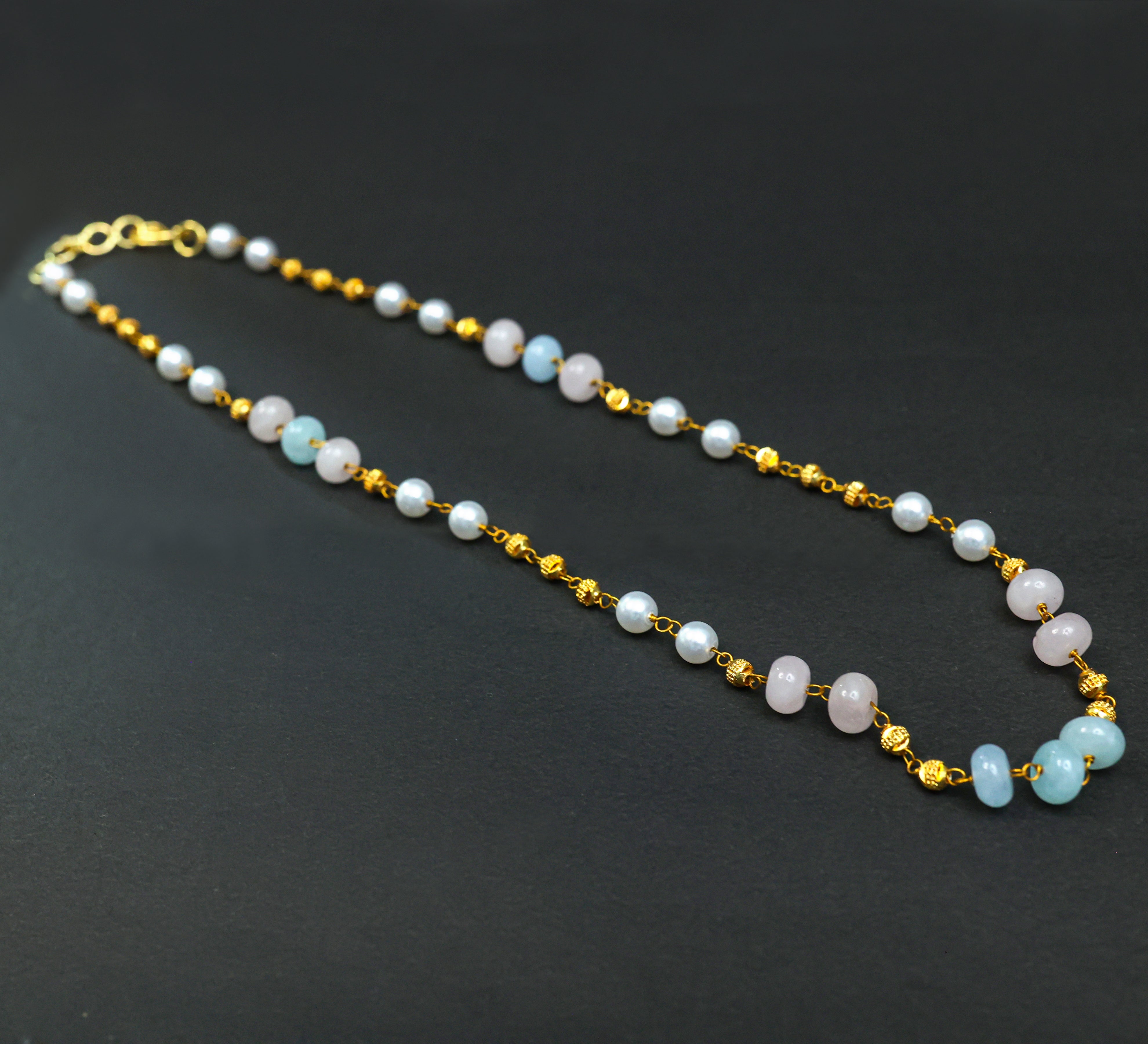Shell Pearls & Golden Balls Mala Set - Adisha Jewels