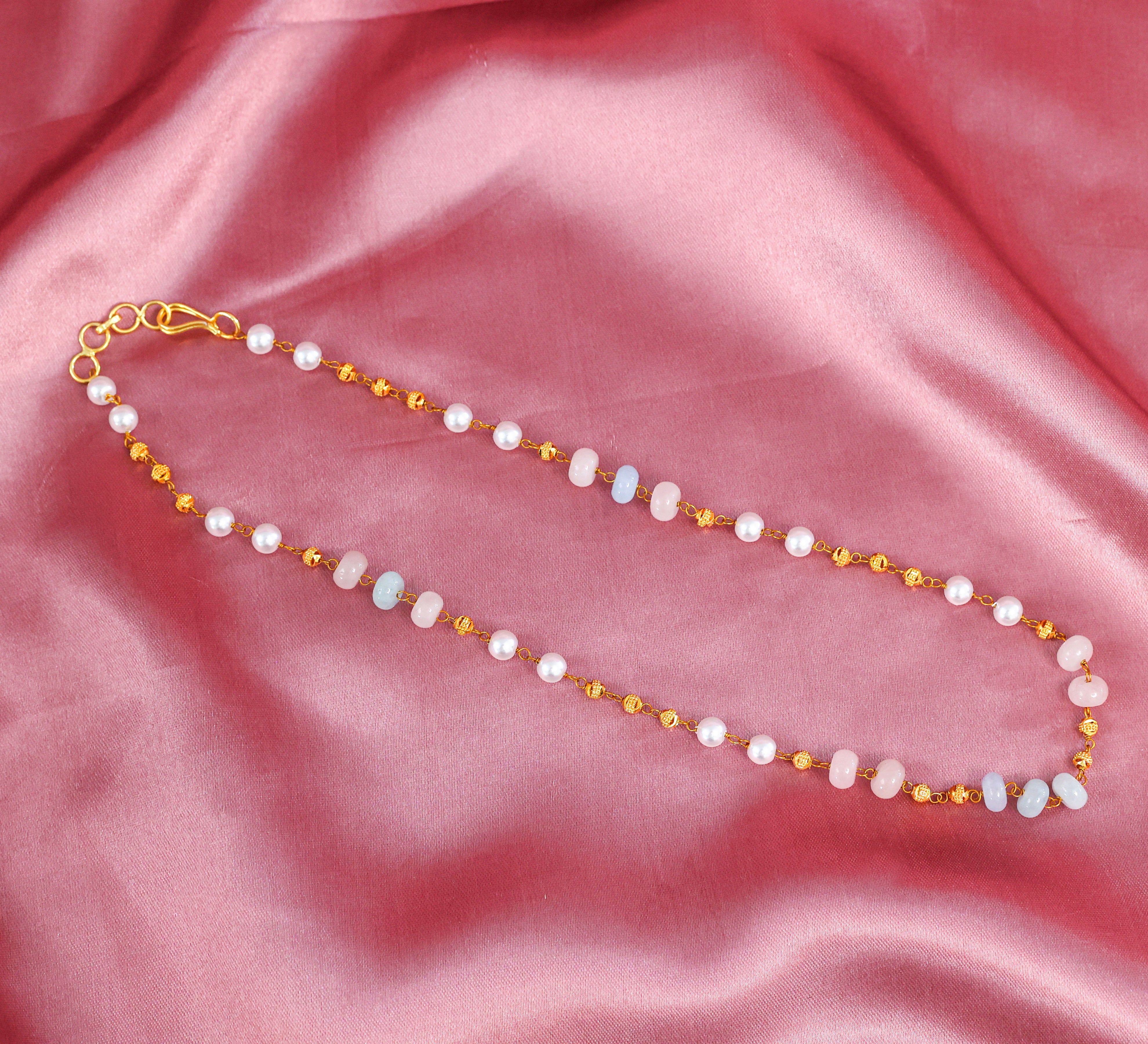 Shell Pearls & Golden Balls Mala Set - Adisha Jewels