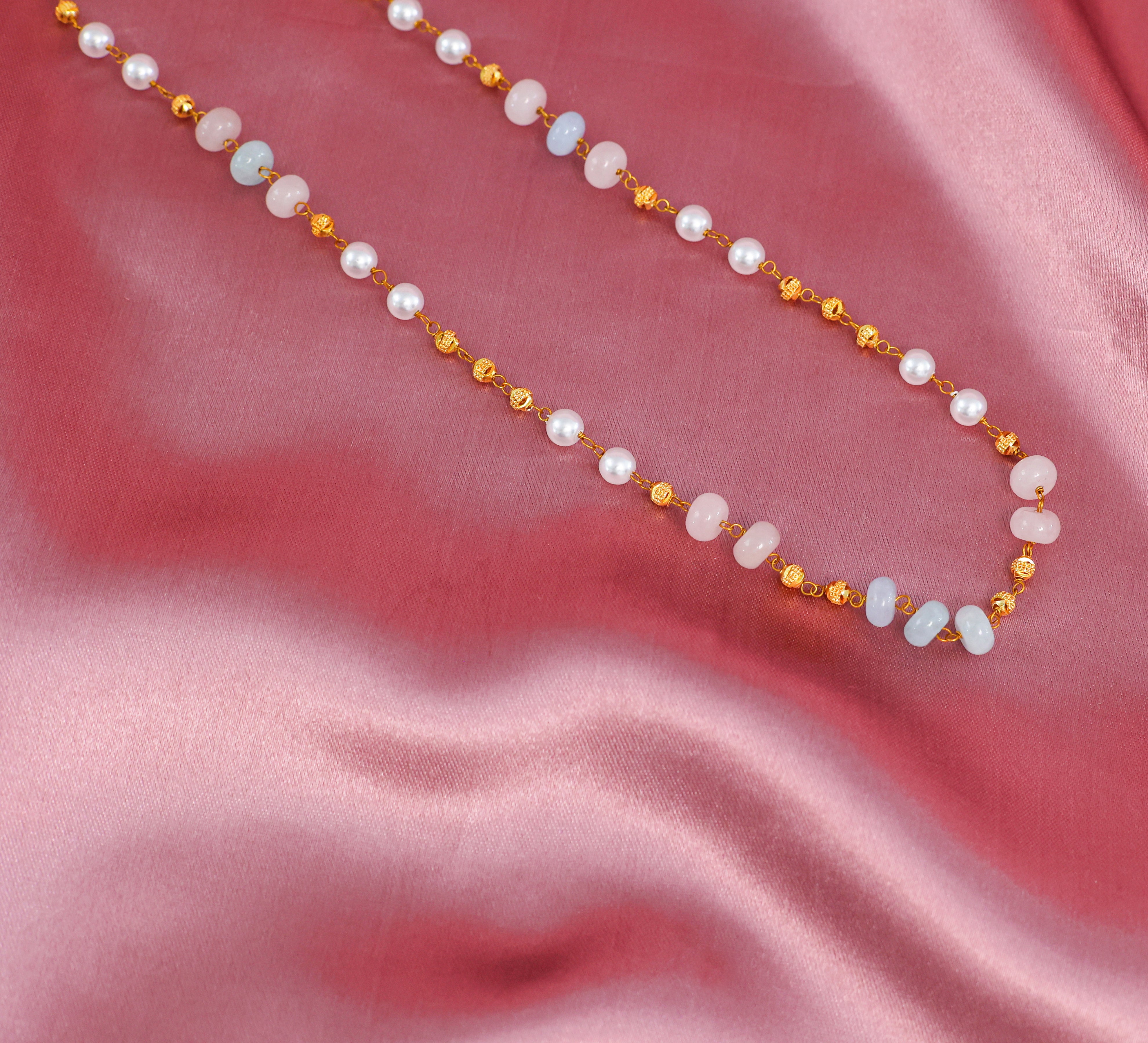 Shell Pearls & Golden Balls Mala Set - Adisha Jewels