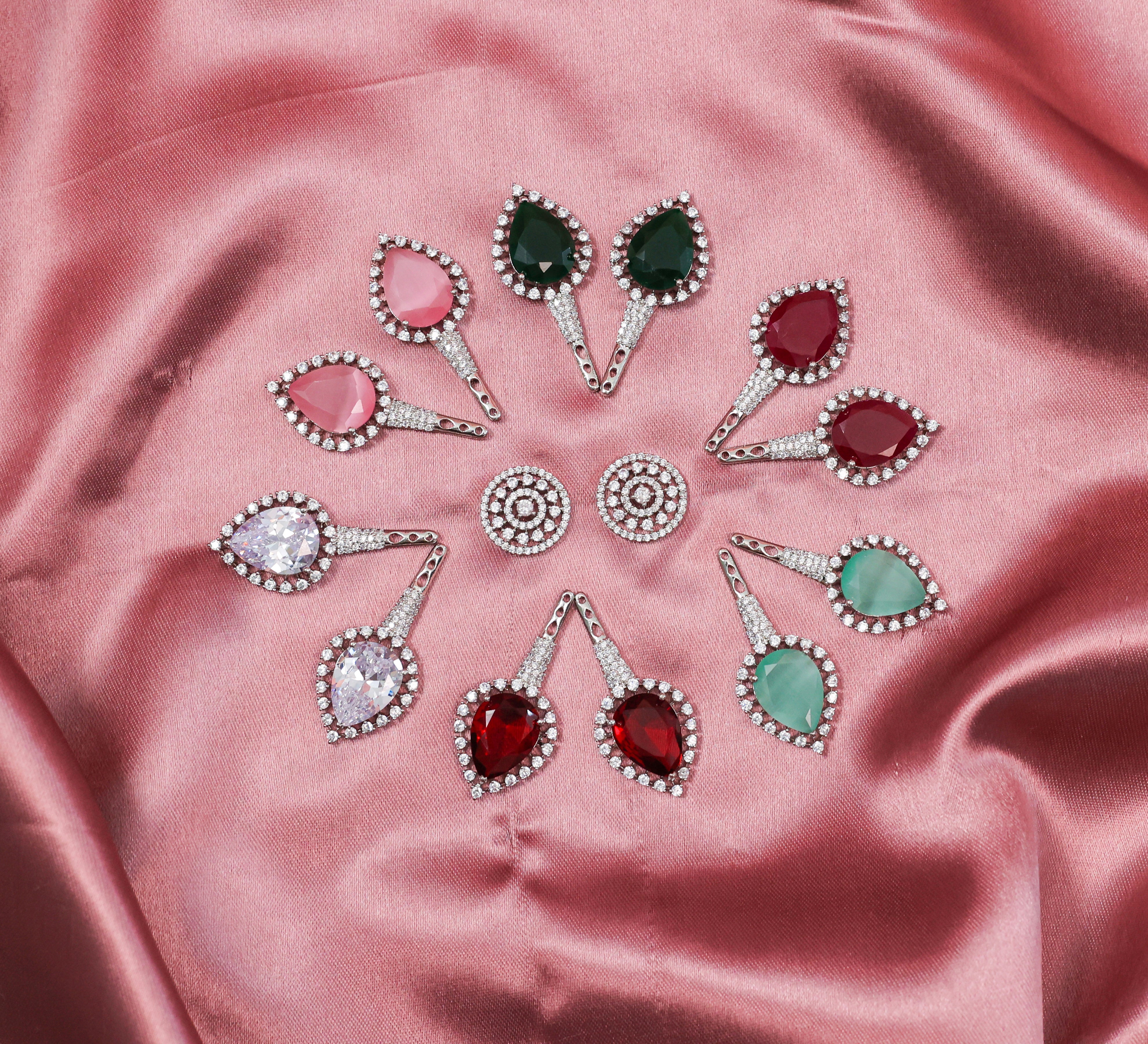 Laser-Cut Detailing Earrings with Hydro Stones-6 Earring Combo