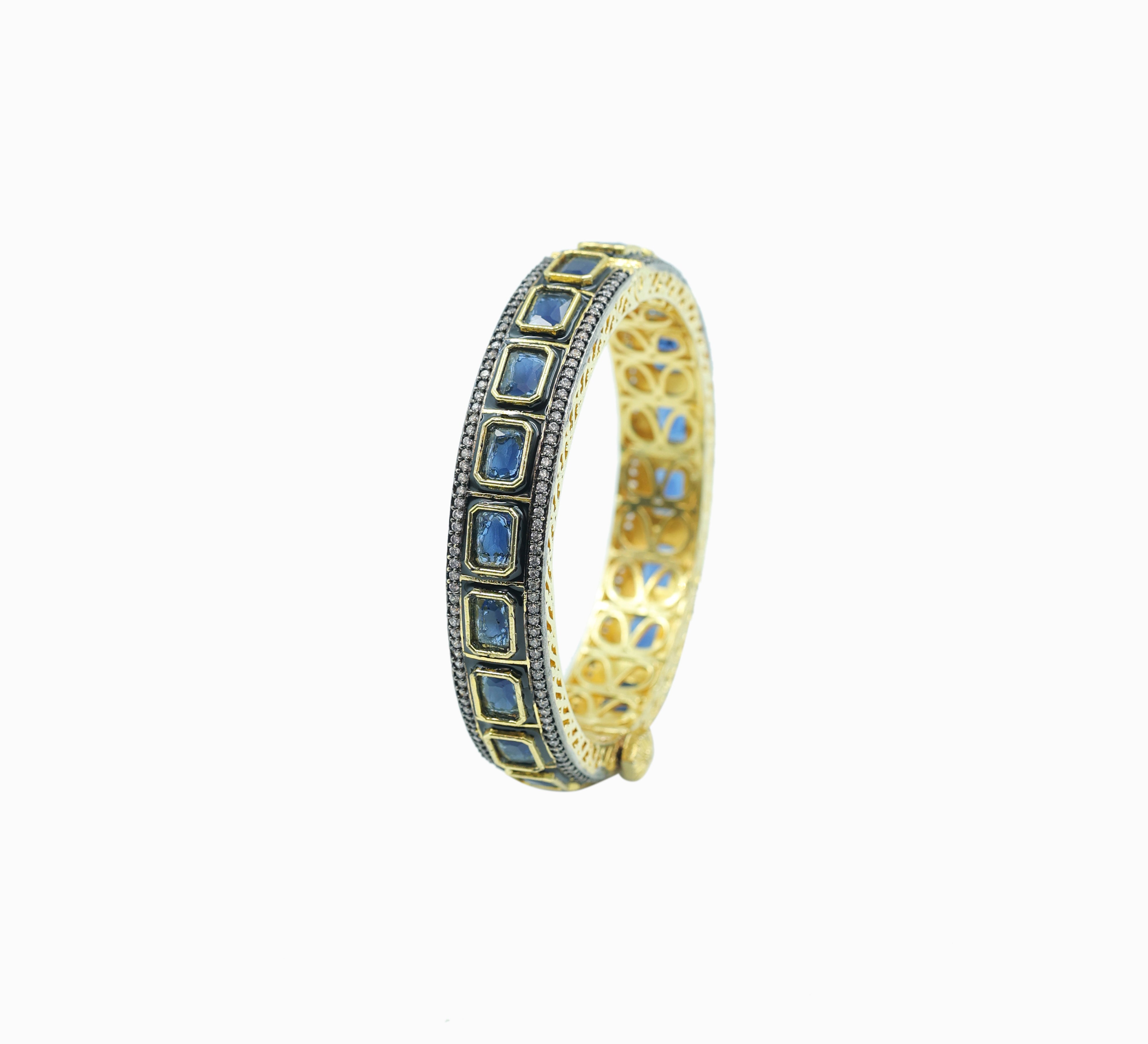Gold Polished Bracelet with Multicolor Stones