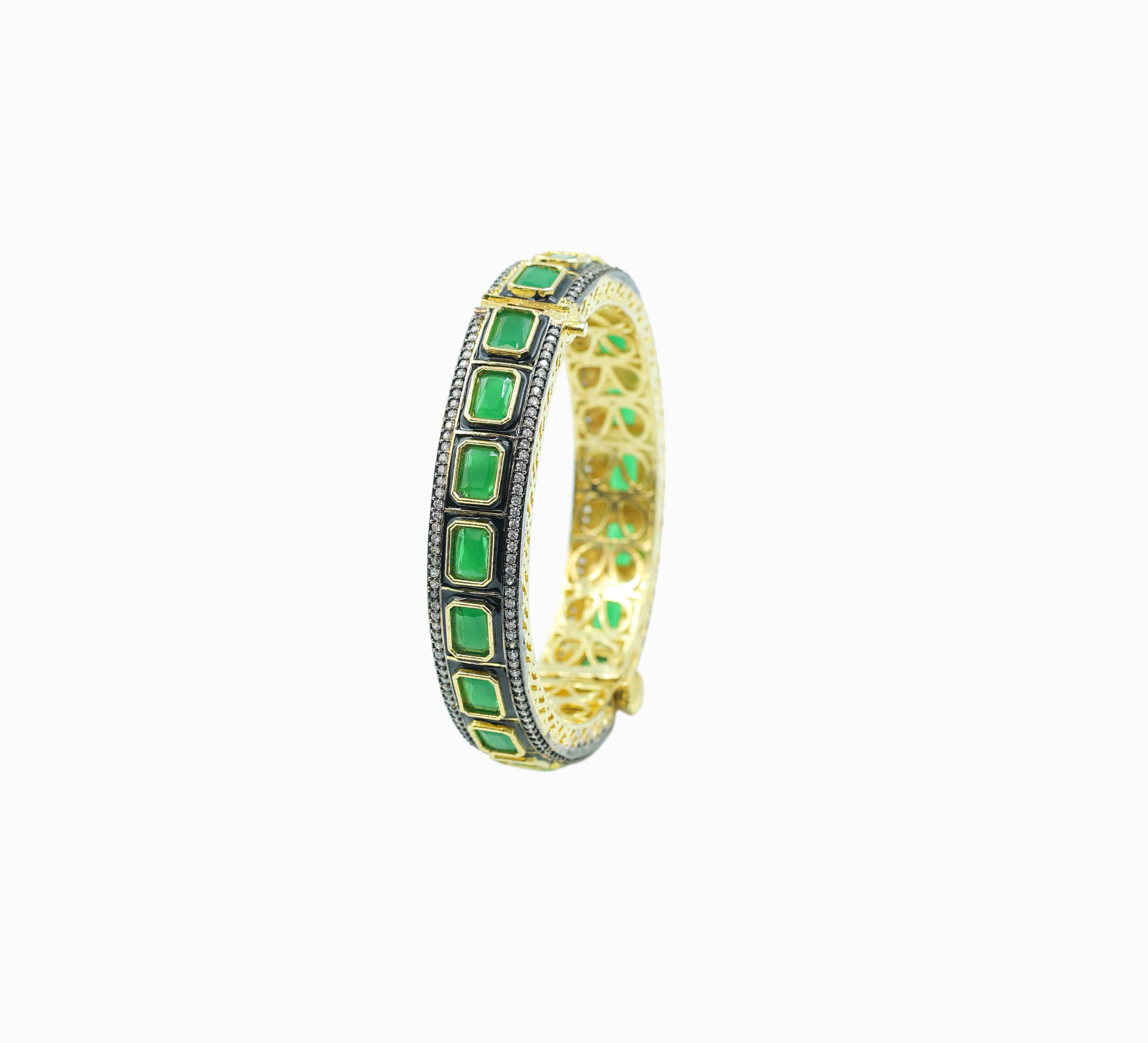 Gold Polished Bracelet with Multicolor Stones