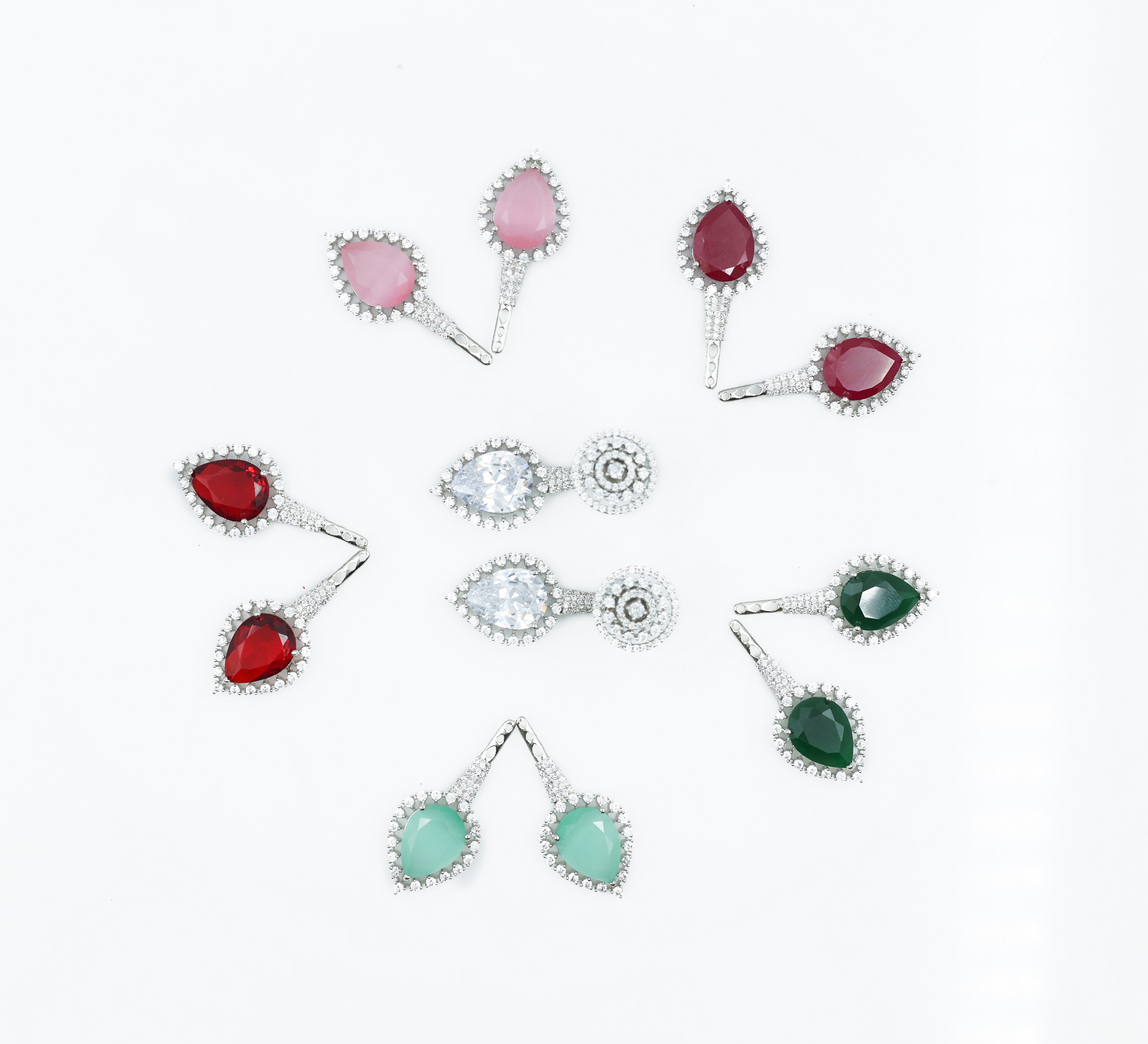 Laser-Cut Detailing Earrings with Hydro Stones-6 Earring Combo