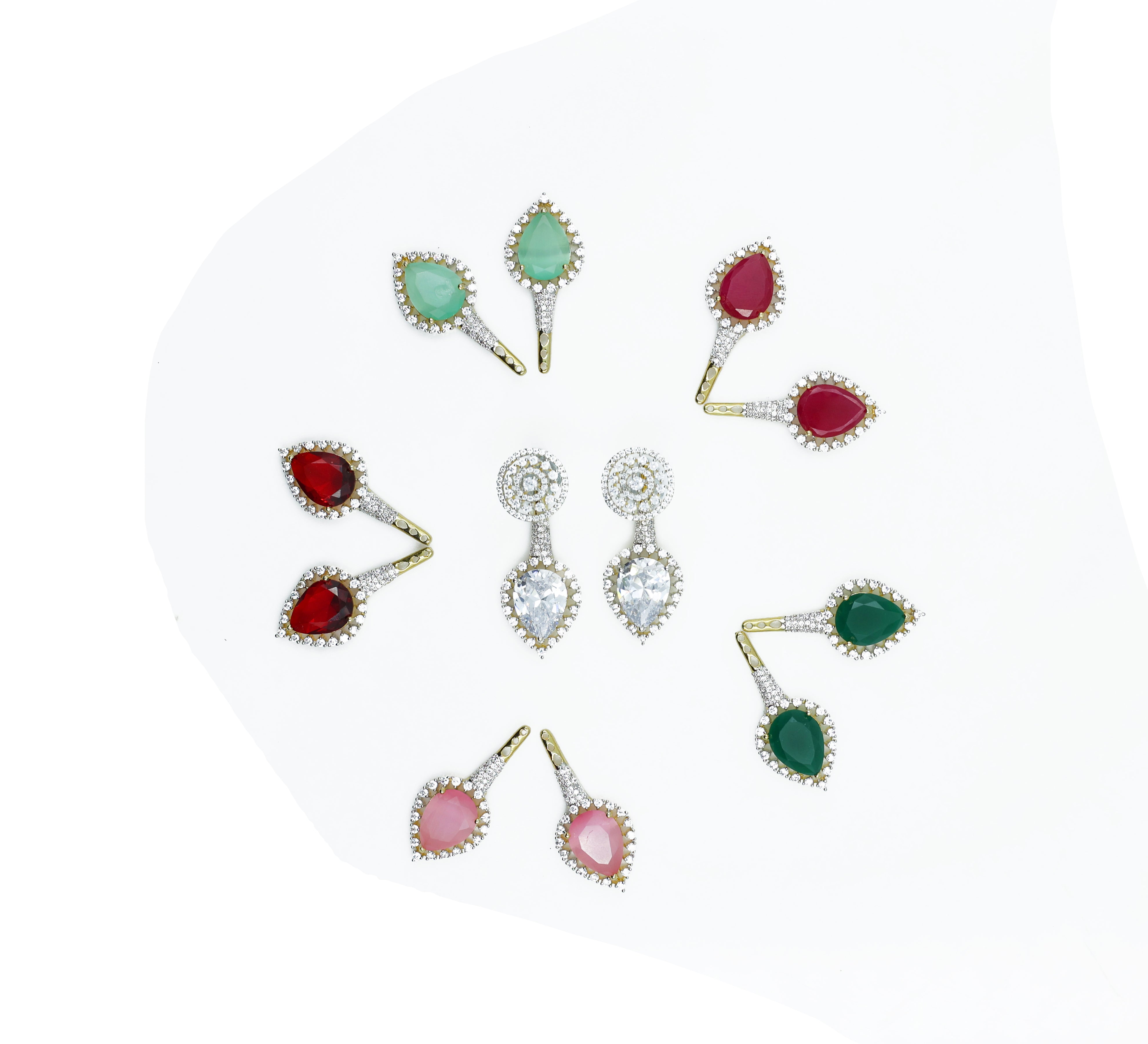 Laser-Cut Detailing Earrings with Hydro Stones-6 Earring Combo