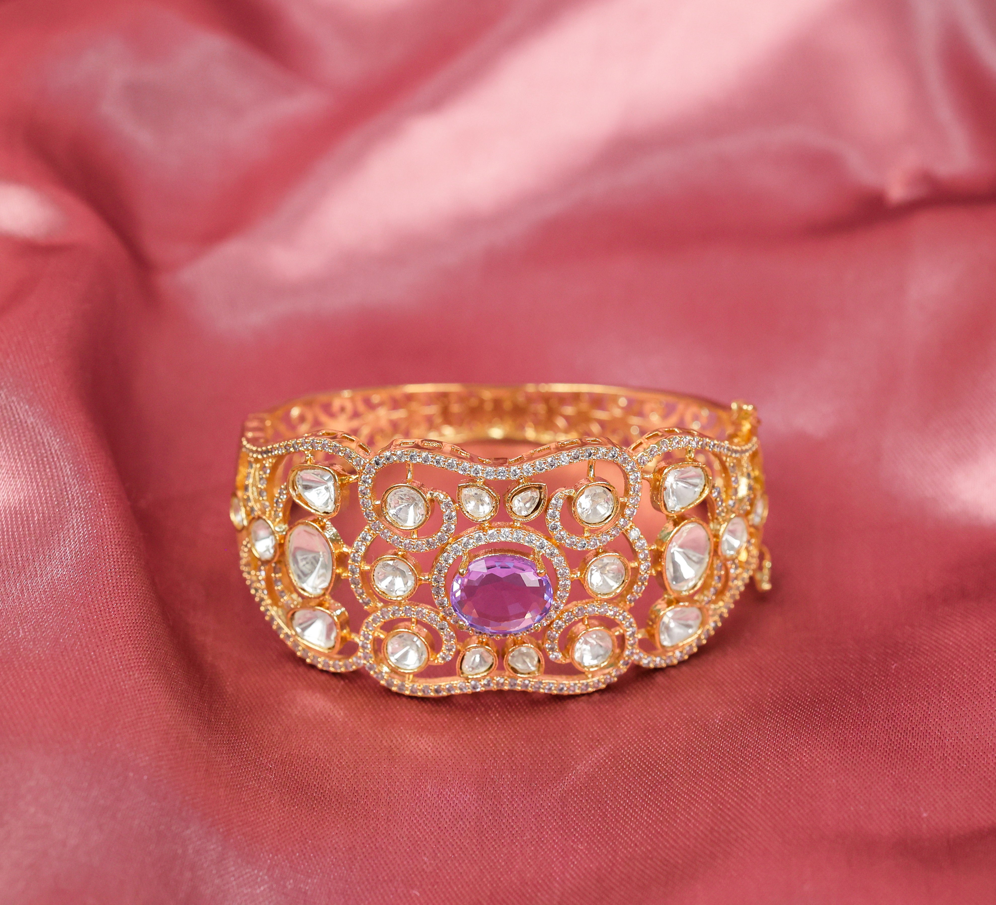 Refined Kundan & Hydro Stone Goldpolish Bracelet