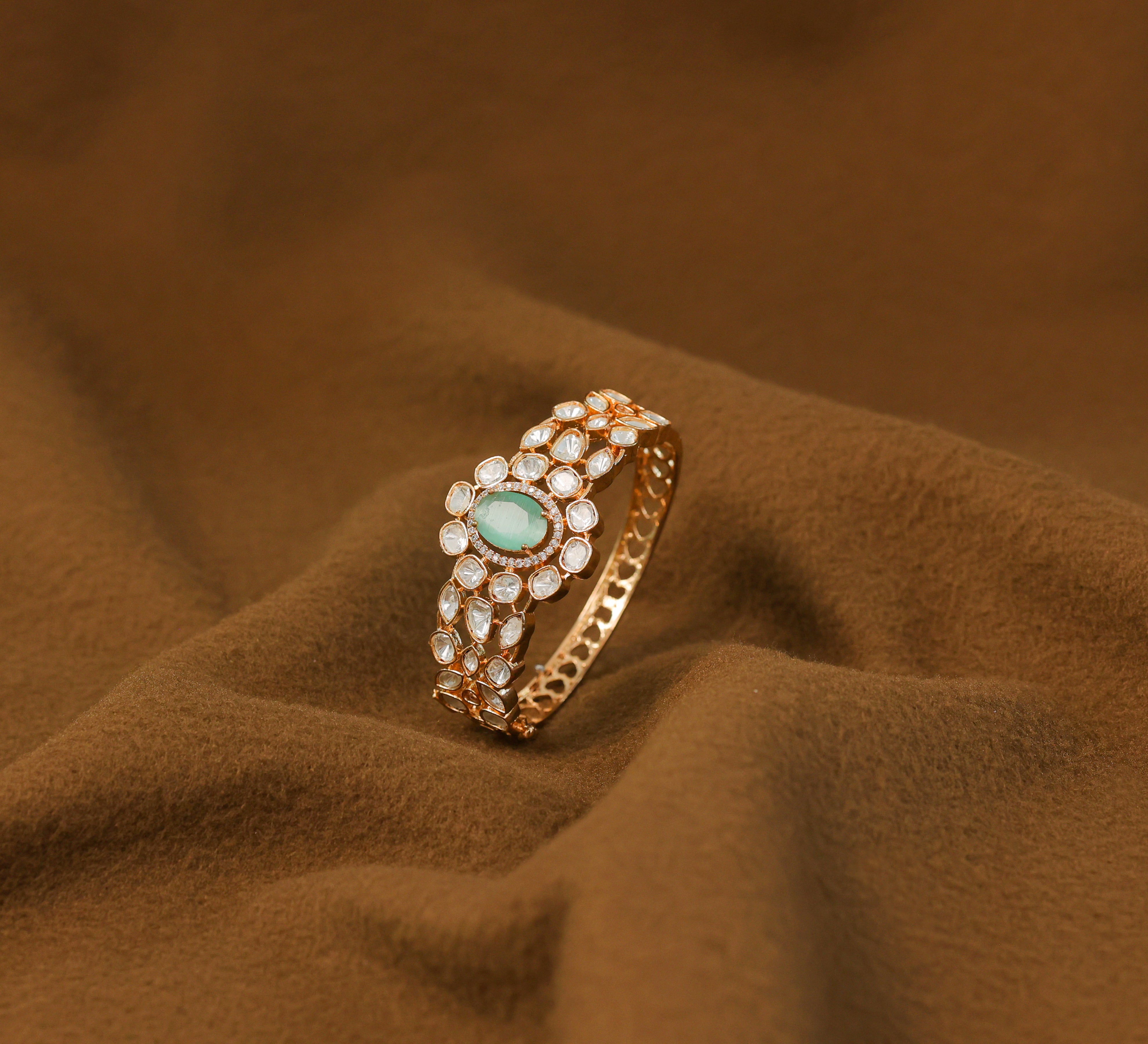 Kundan & Hydro Stone Goldpolish Bracelet