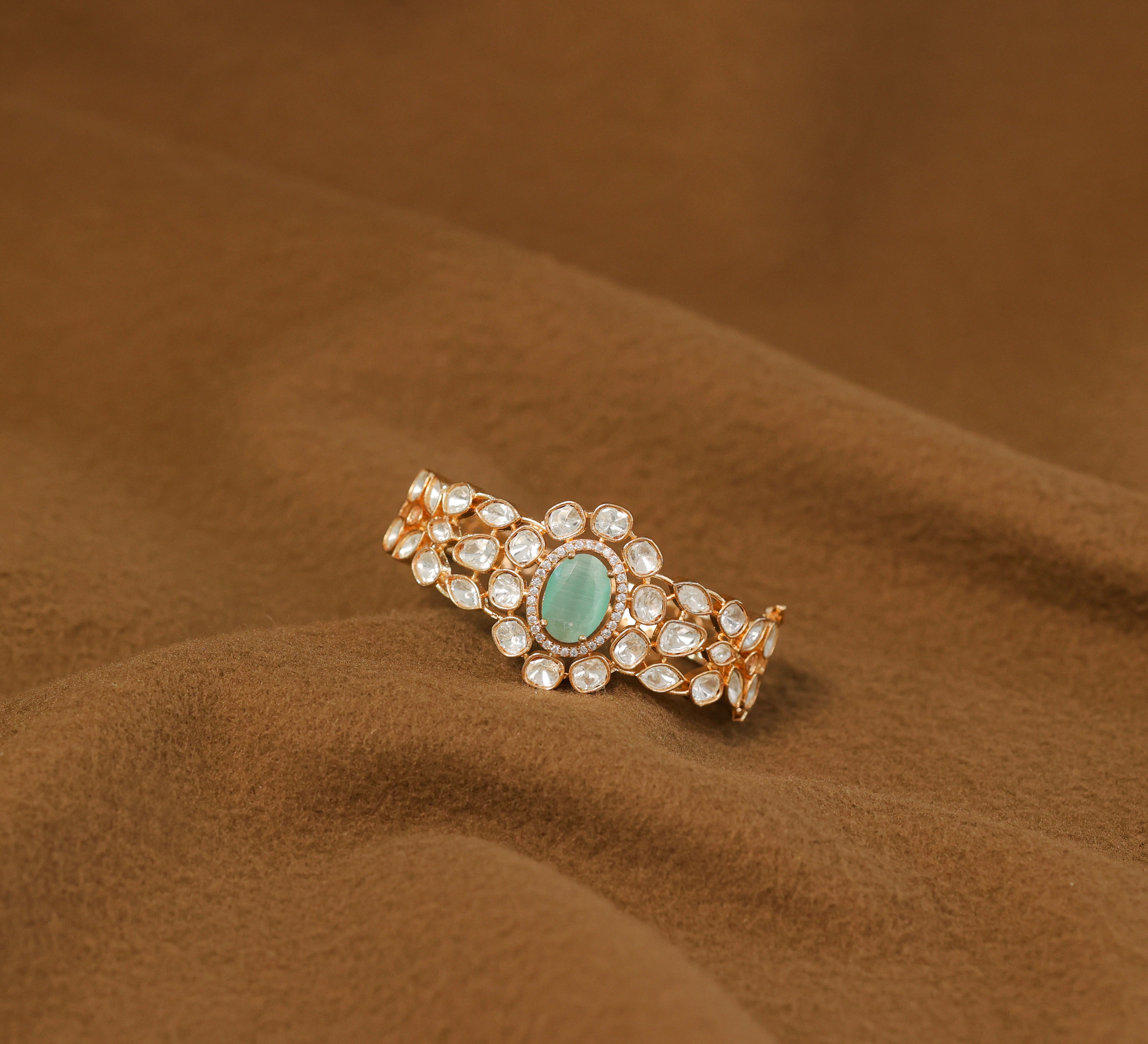 Kundan & Hydro Stone Goldpolish Bracelet