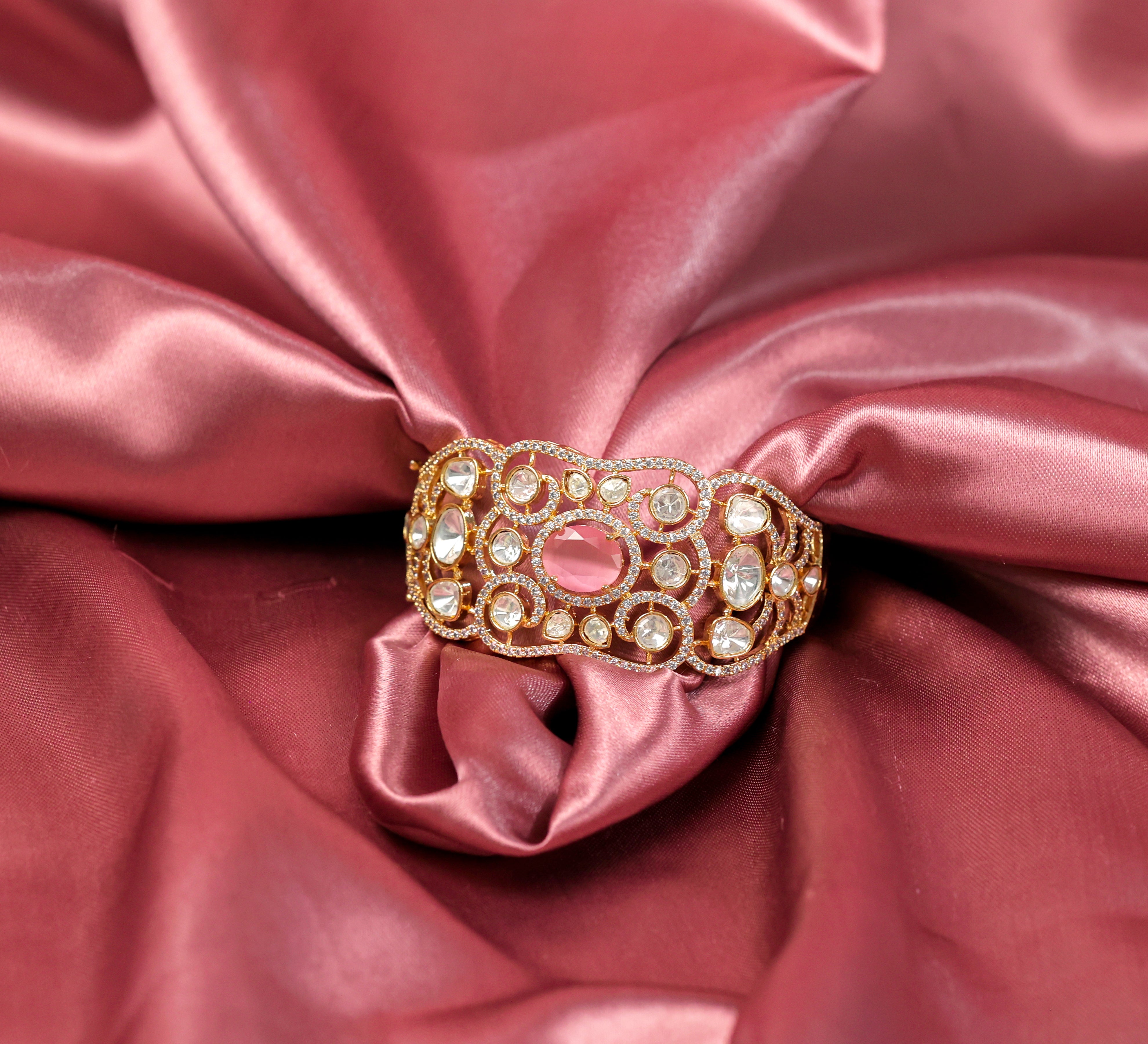 Refined Kundan & Hydro Stone Goldpolish Bracelet