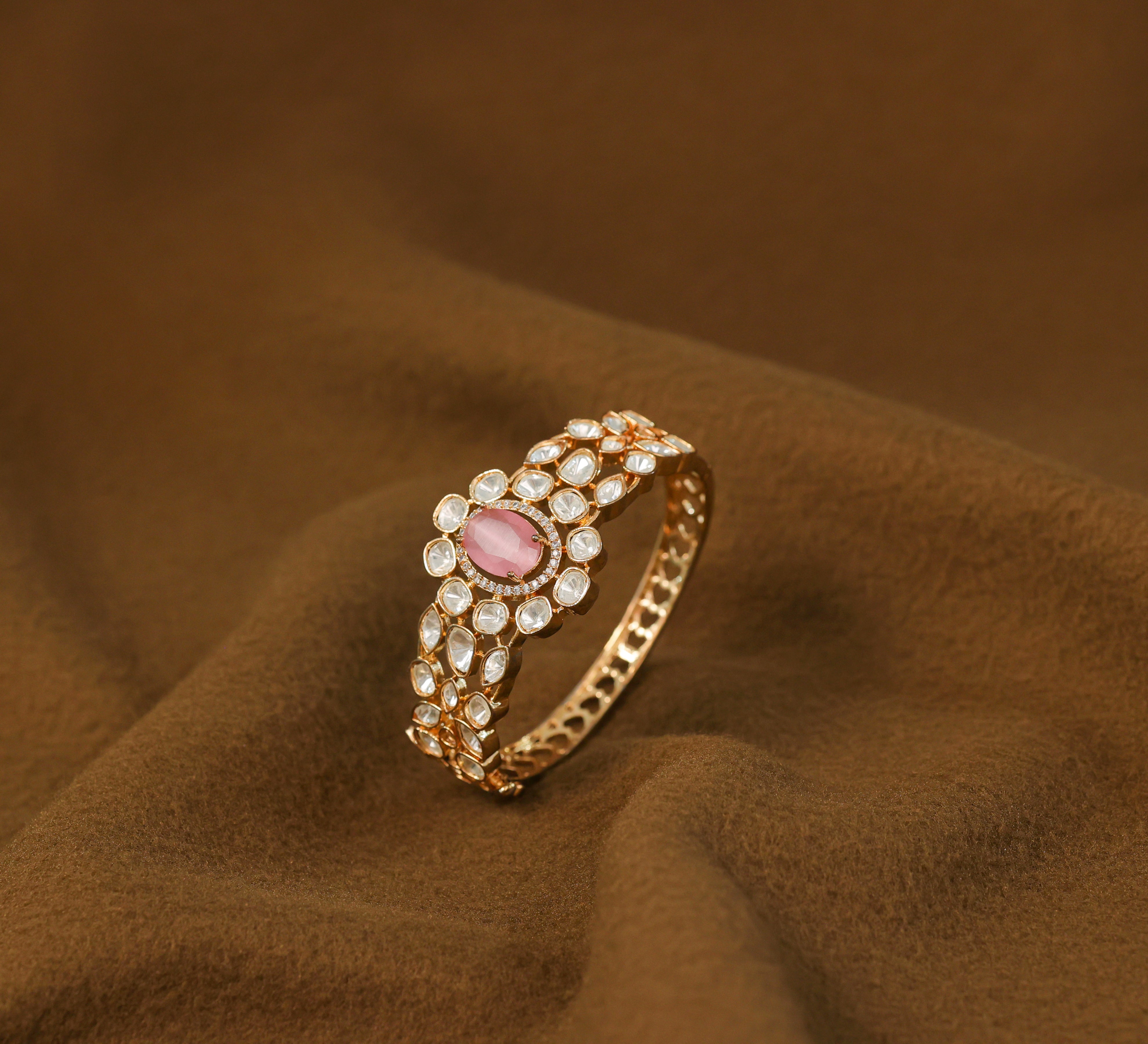 Kundan & Hydro Stone Goldpolish Bracelet