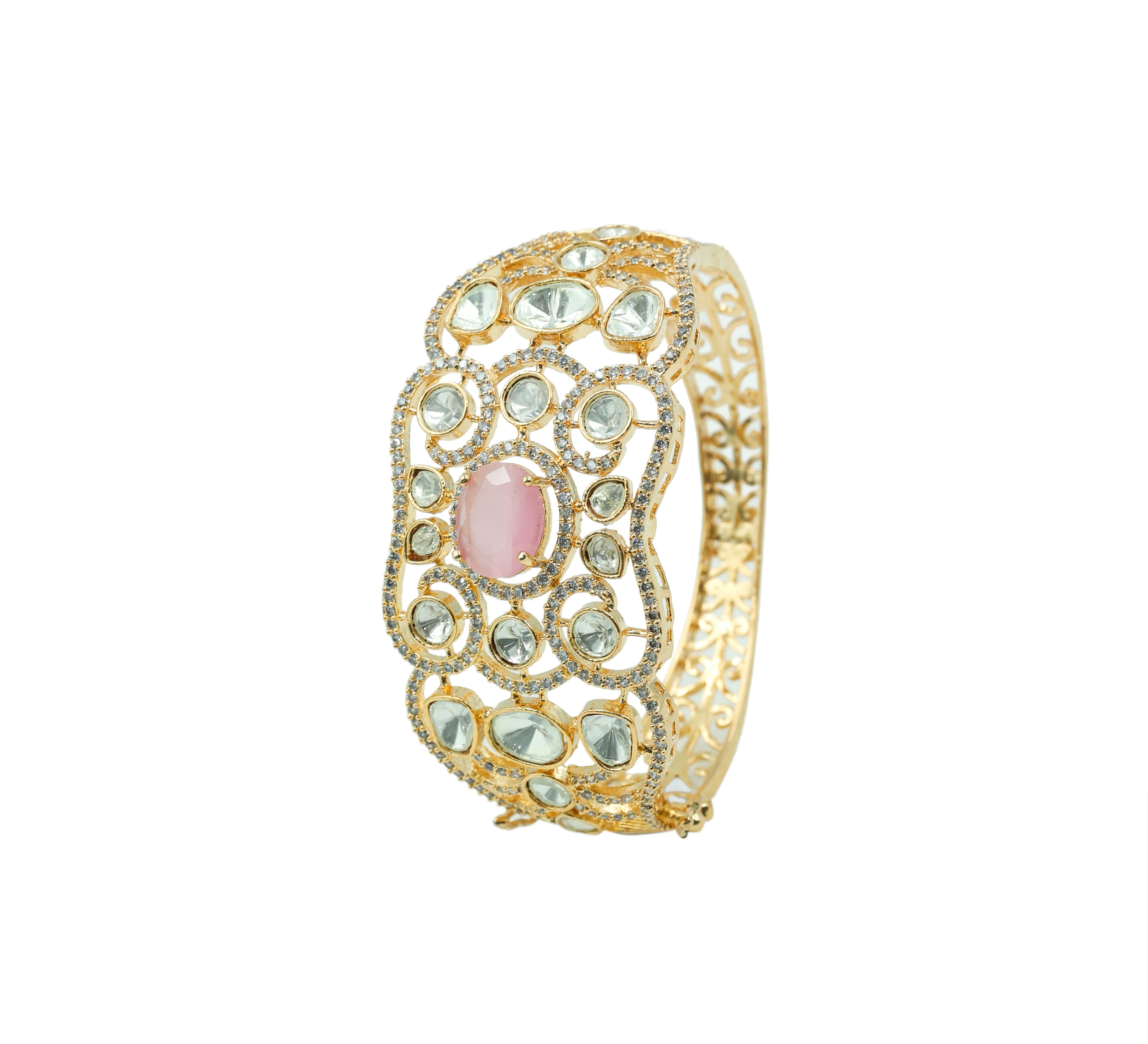 Refined Kundan & Hydro Stone Goldpolish Bracelet