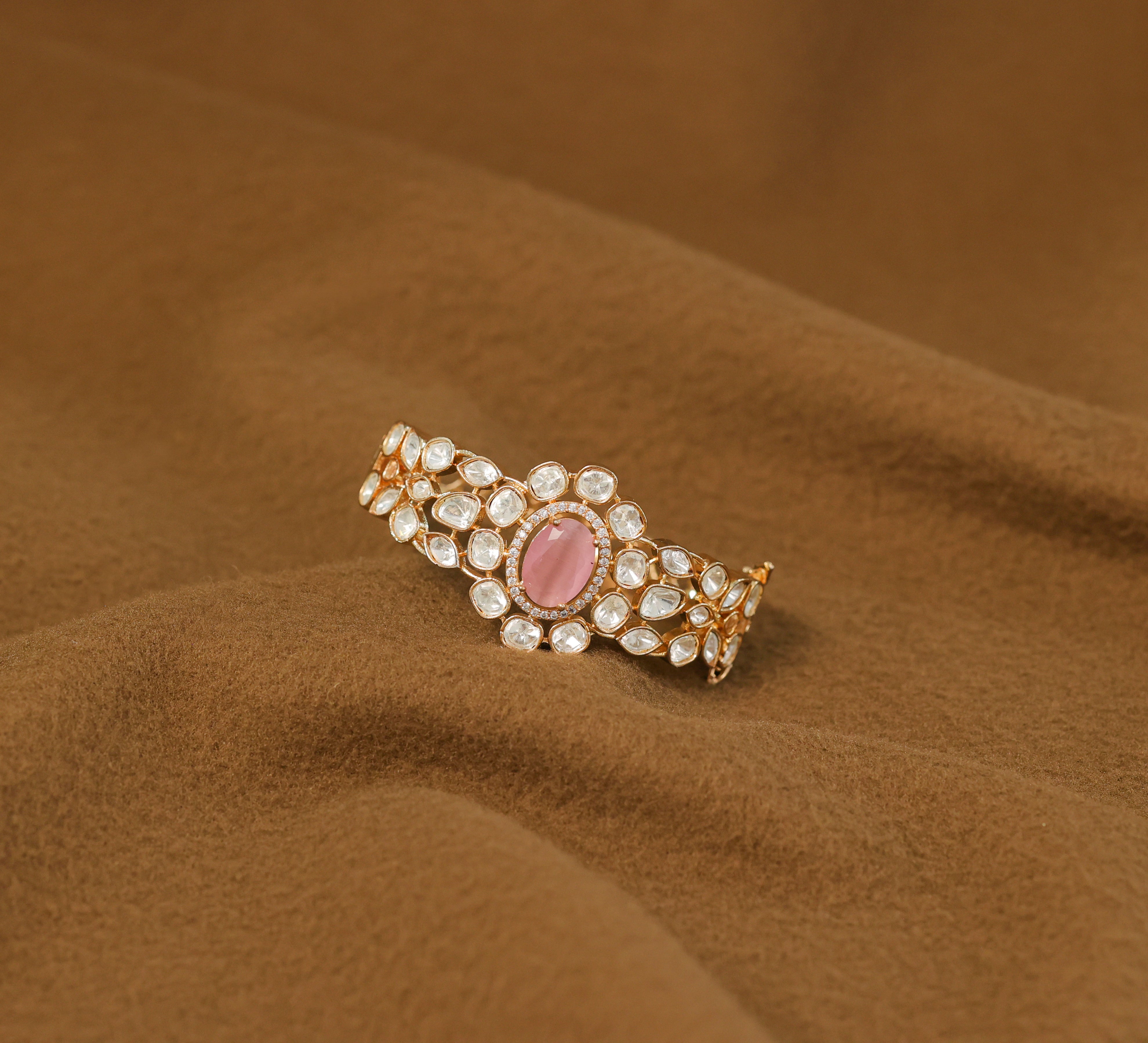 Kundan & Hydro Stone Goldpolish Bracelet