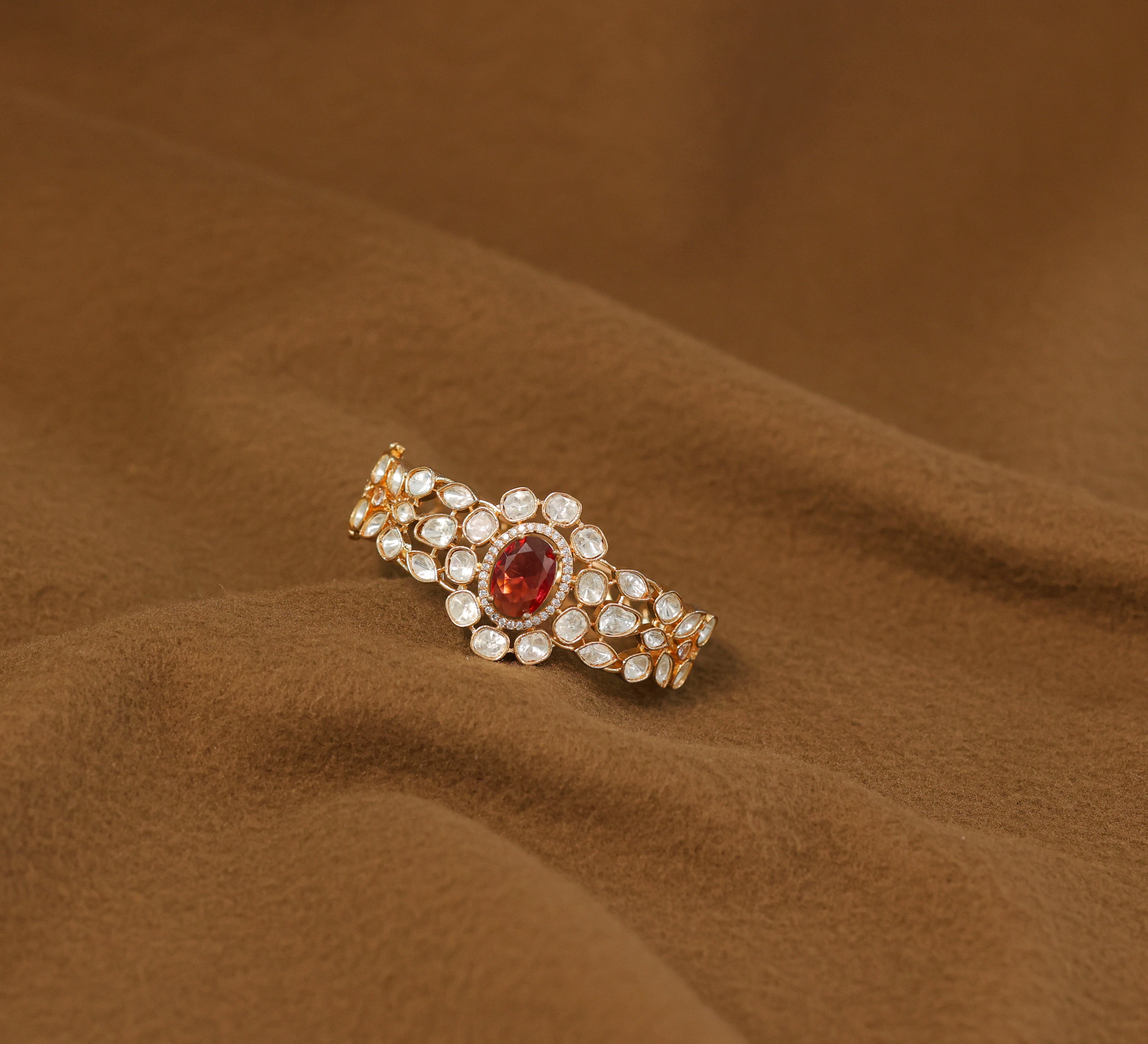 Kundan & Hydro Stone Goldpolish Bracelet