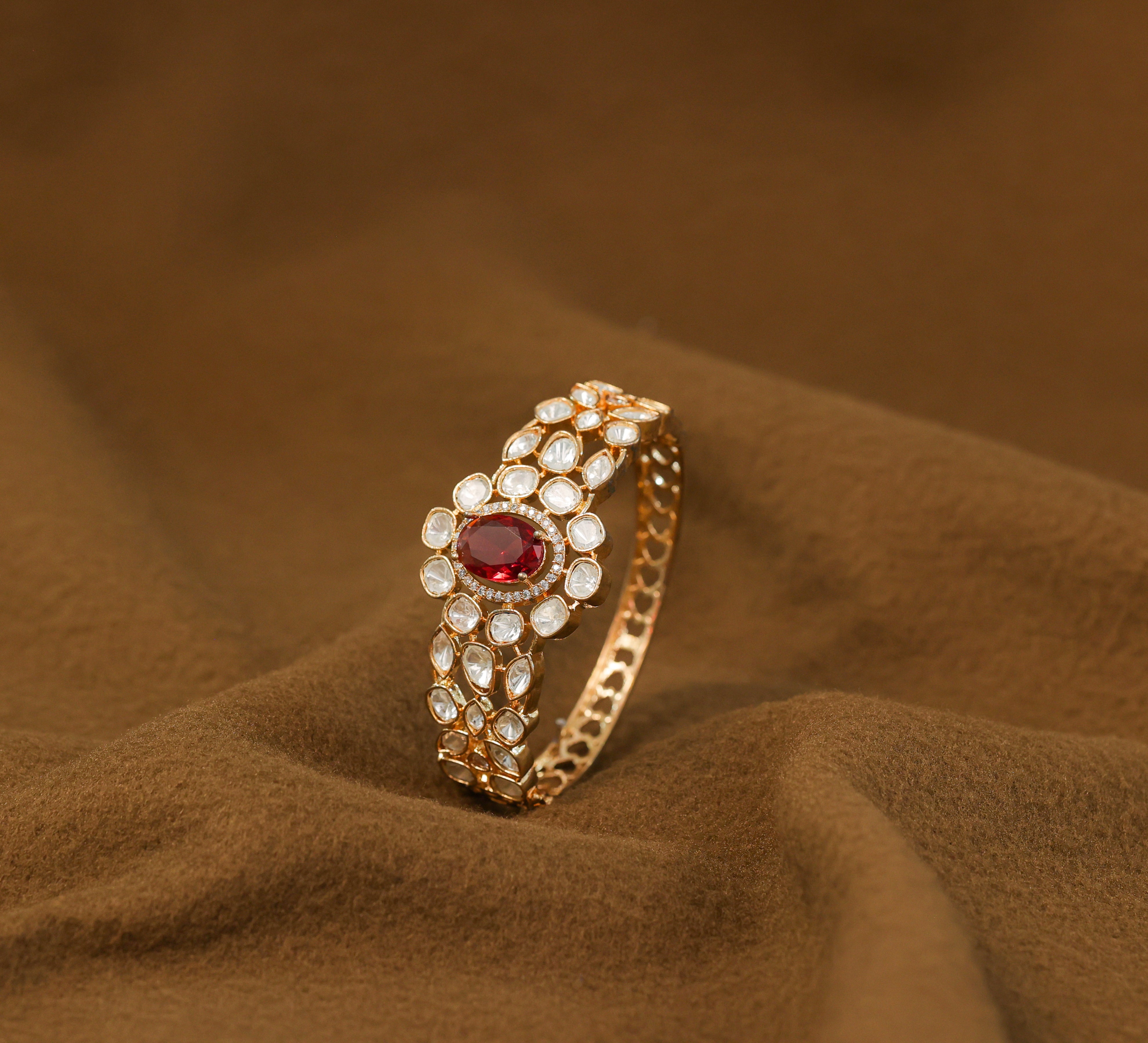 Kundan & Hydro Stone Goldpolish Bracelet