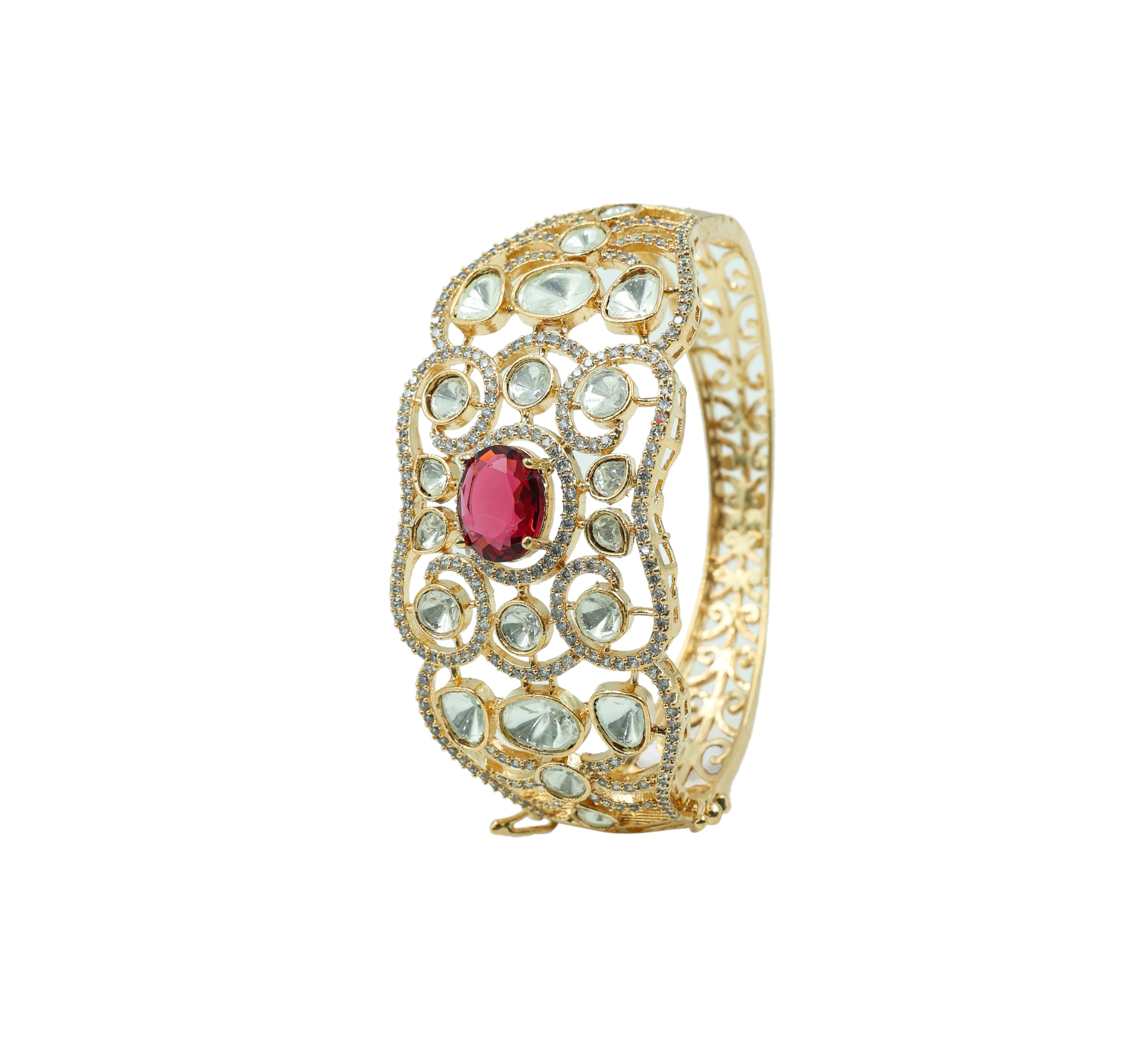 Refined Kundan & Hydro Stone Goldpolish Bracelet