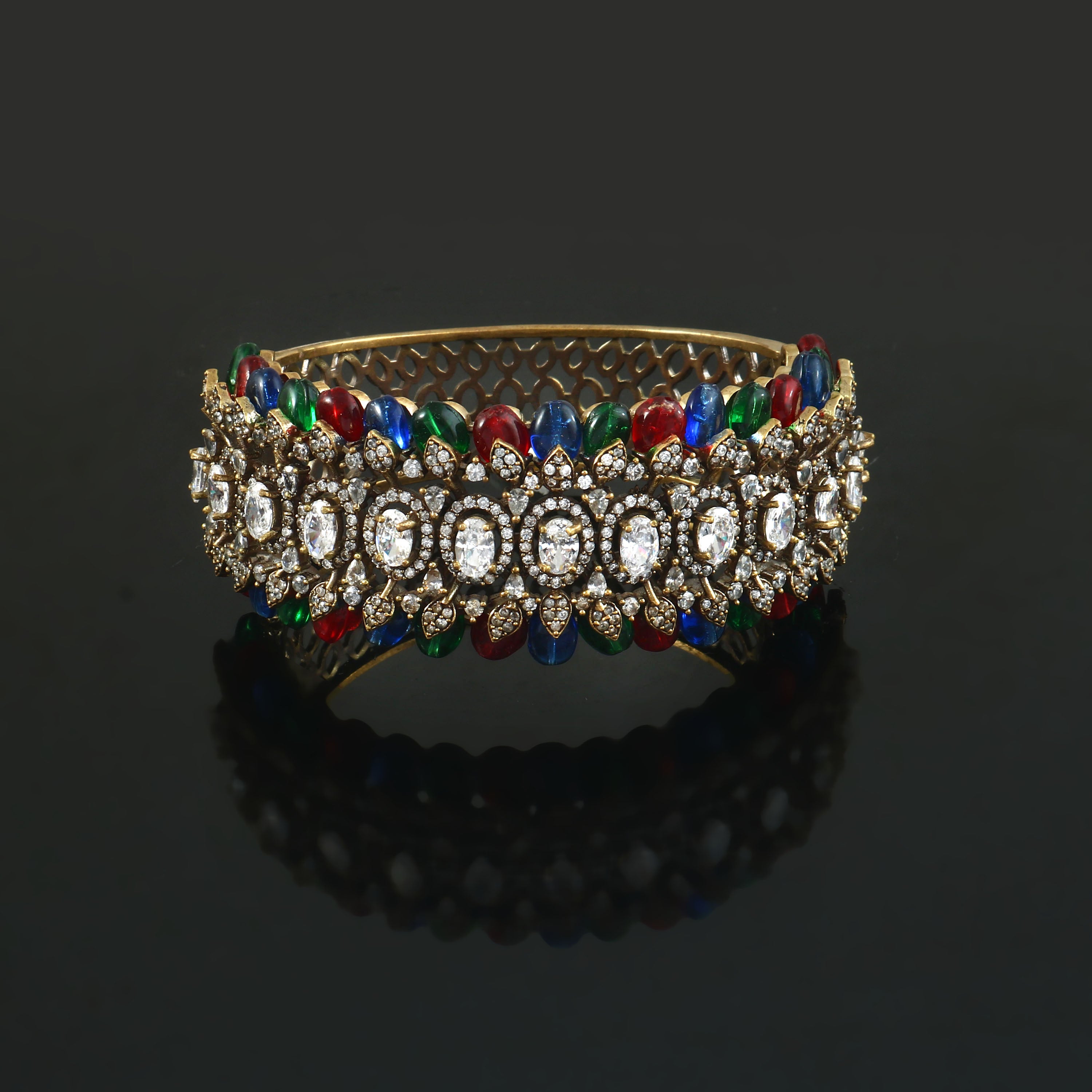 Victorian Finish Zircon Stone Bracelet - Adisha Jewels