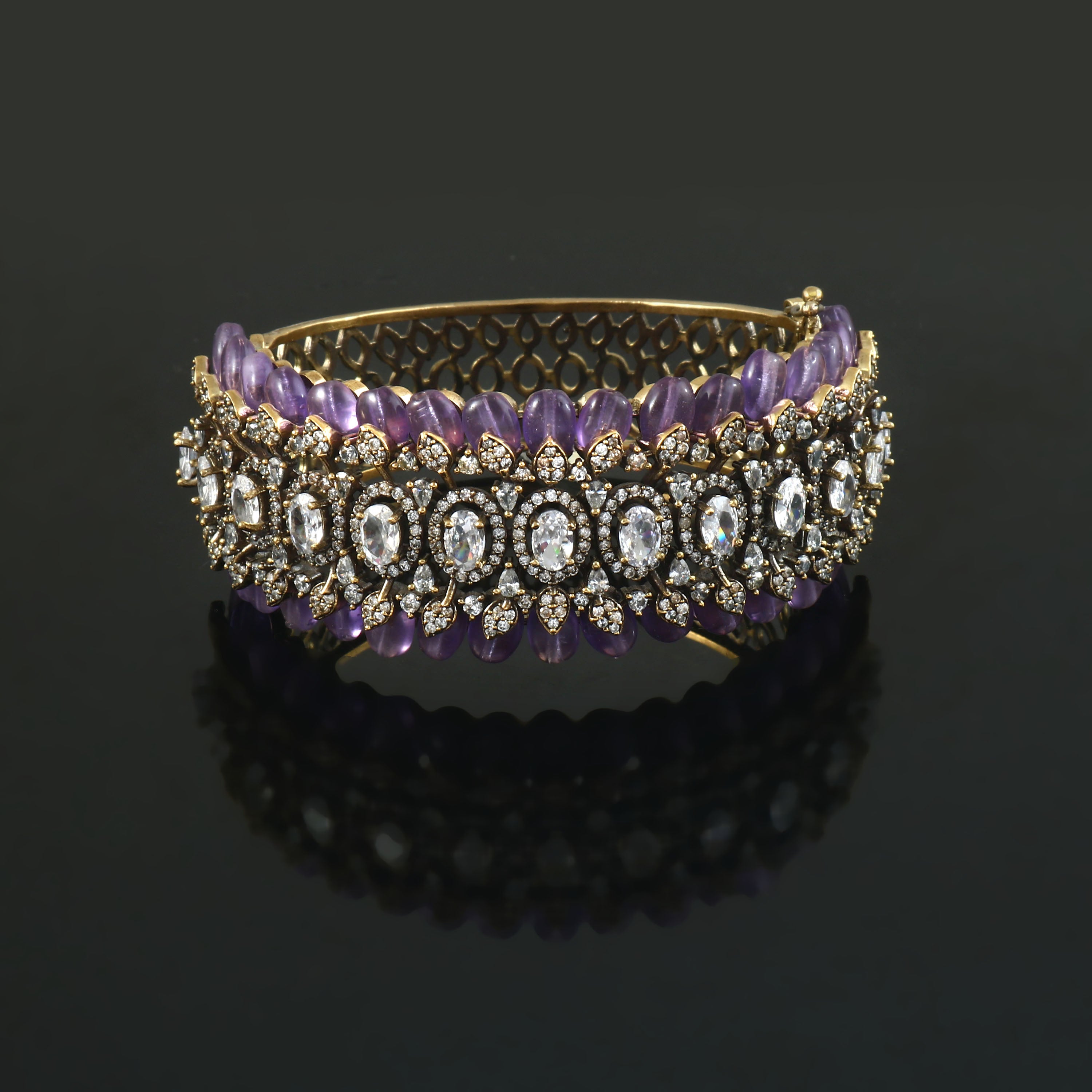 Victorian Finish Zircon Stone Bracelet - Adisha Jewels