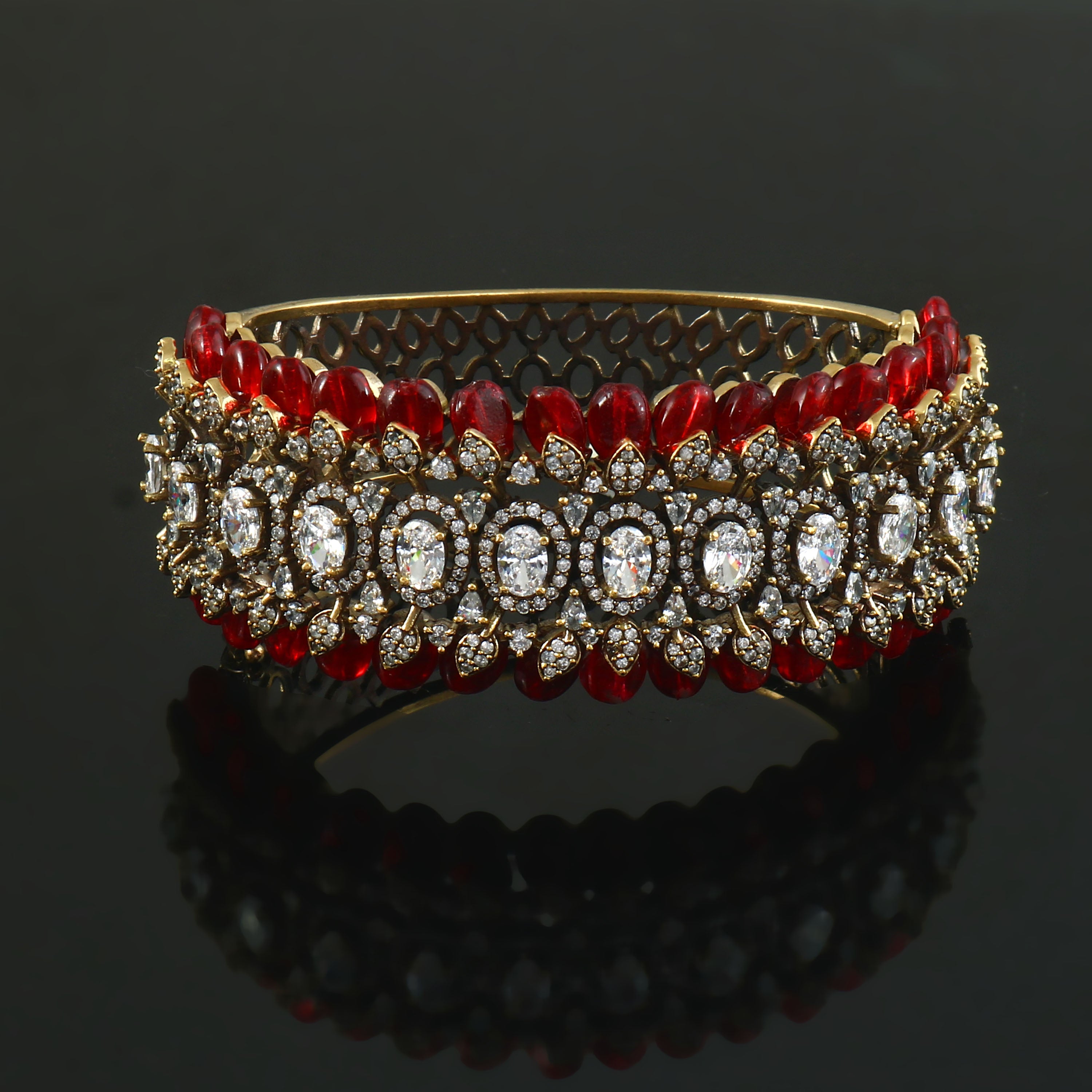 Victorian Finish Zircon Stone Bracelet - Adisha Jewels