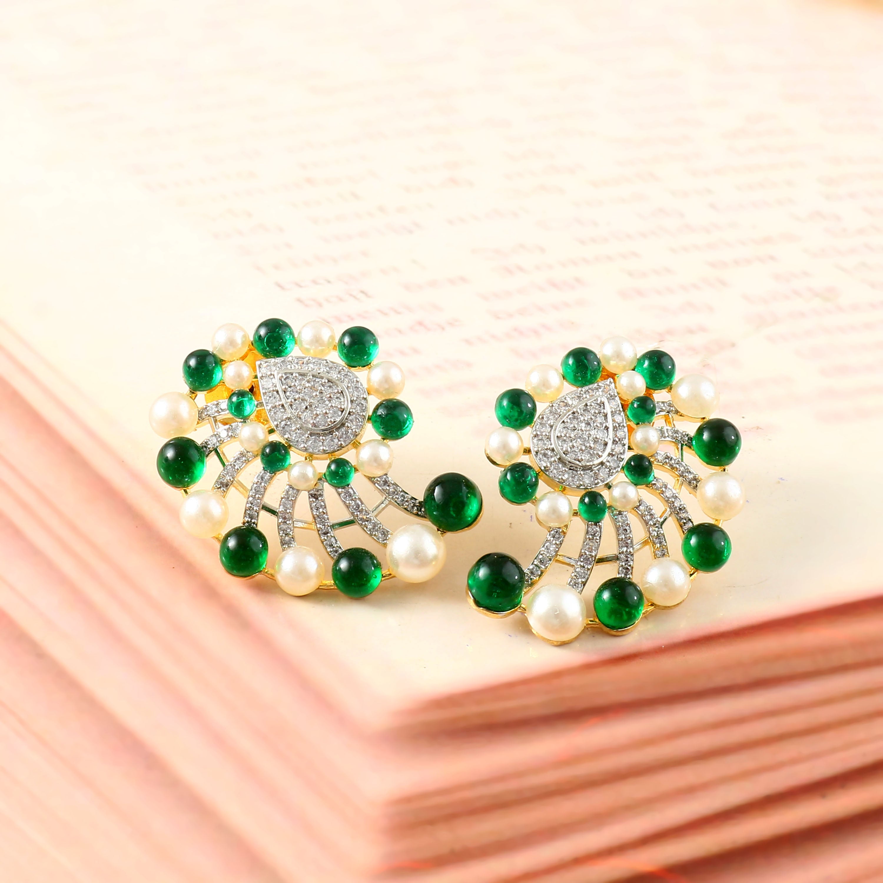 Color Beads Studded Earrings - Adisha Jewels