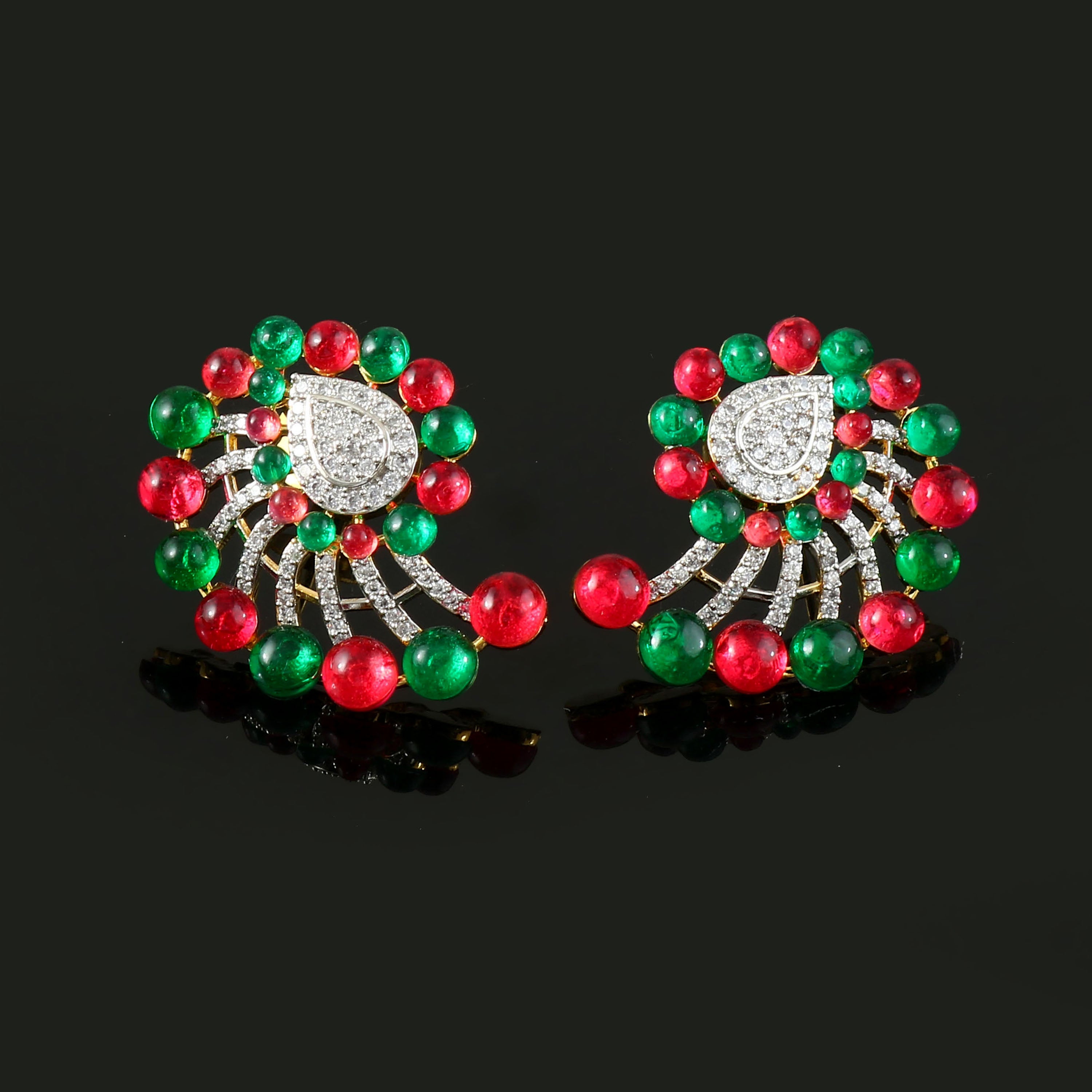 Color Beads Studded Earrings - Adisha Jewels