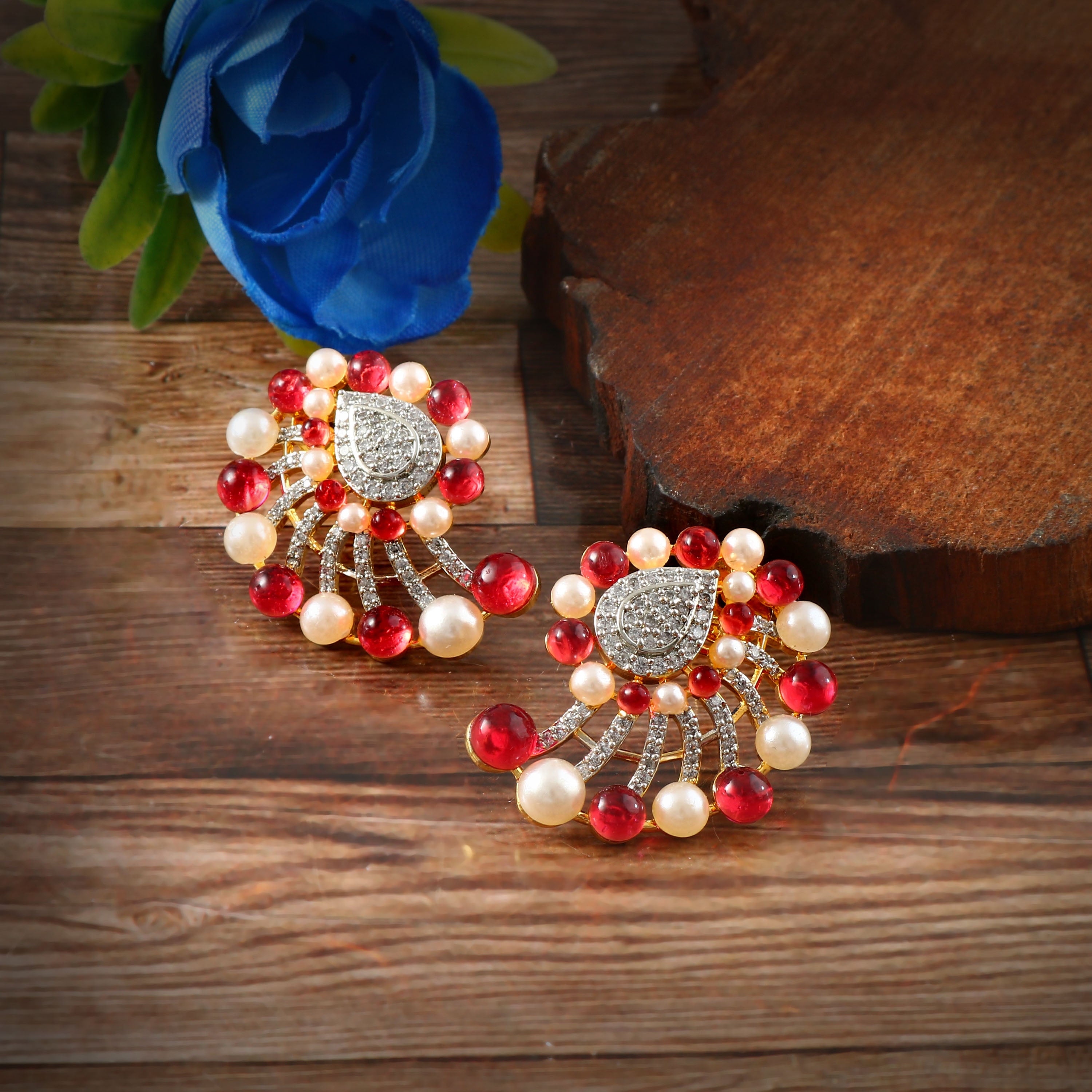 Color Beads Studded Earrings - Adisha Jewels