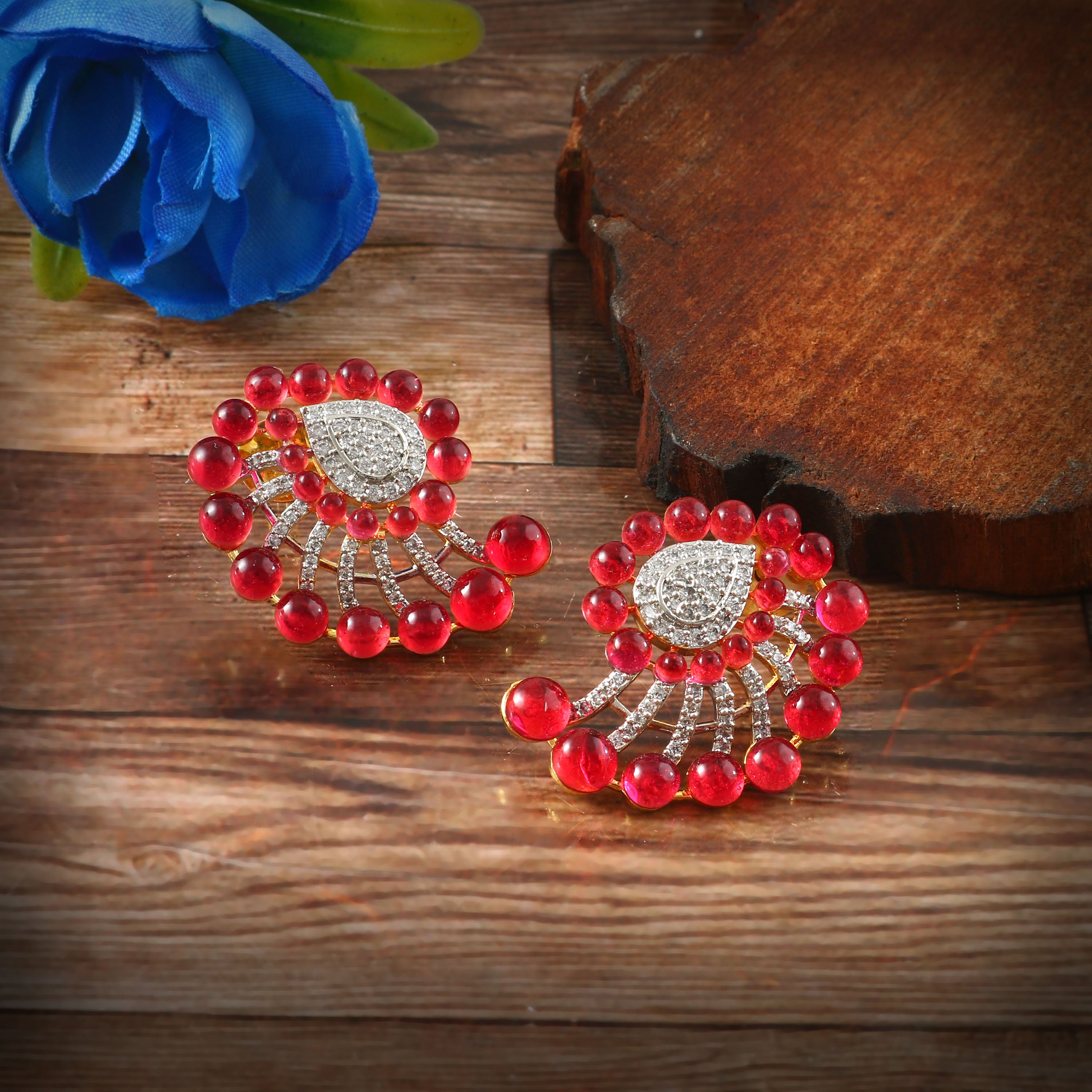 Color Beads Studded Earrings - Adisha Jewels