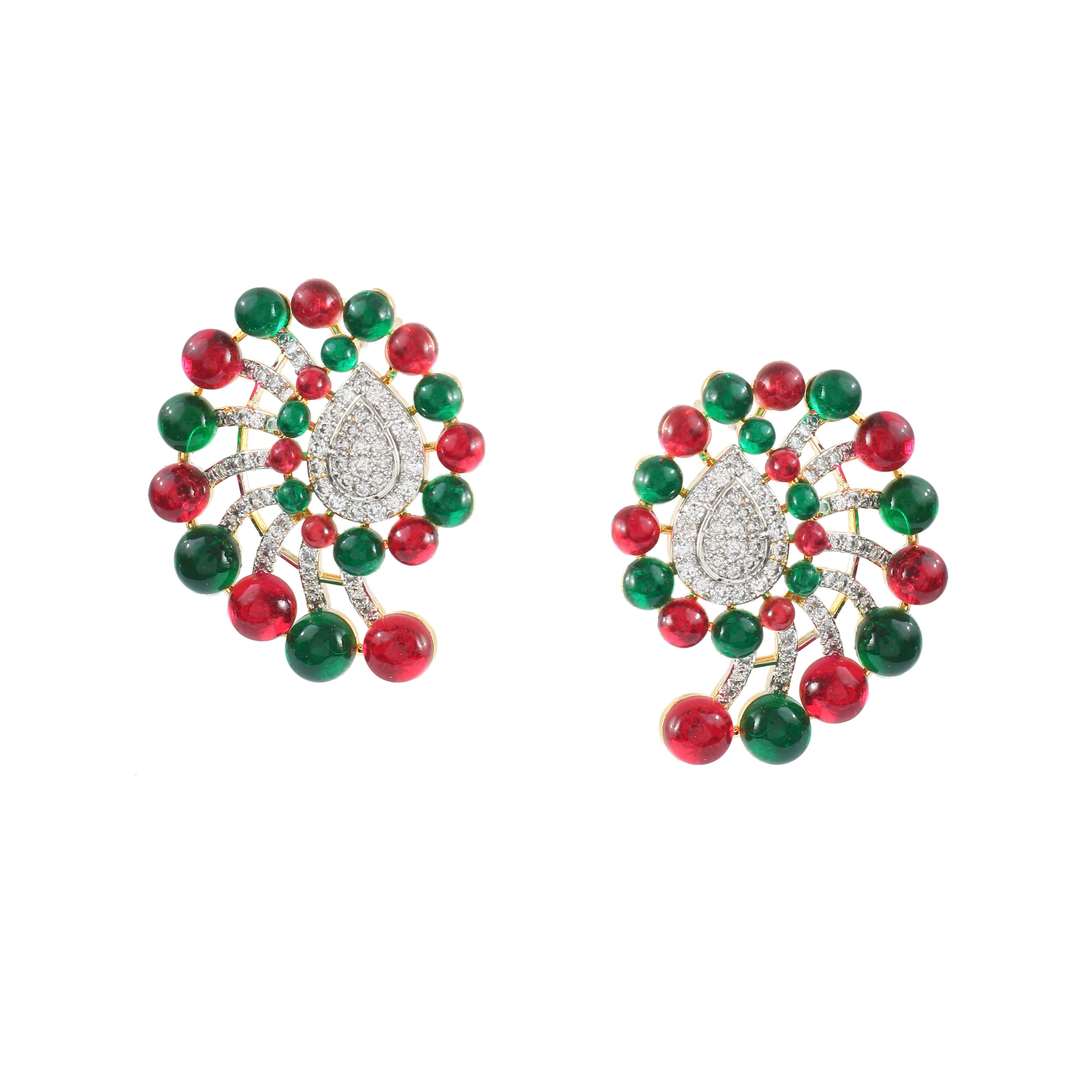 Color Beads Studded Earrings - Adisha Jewels