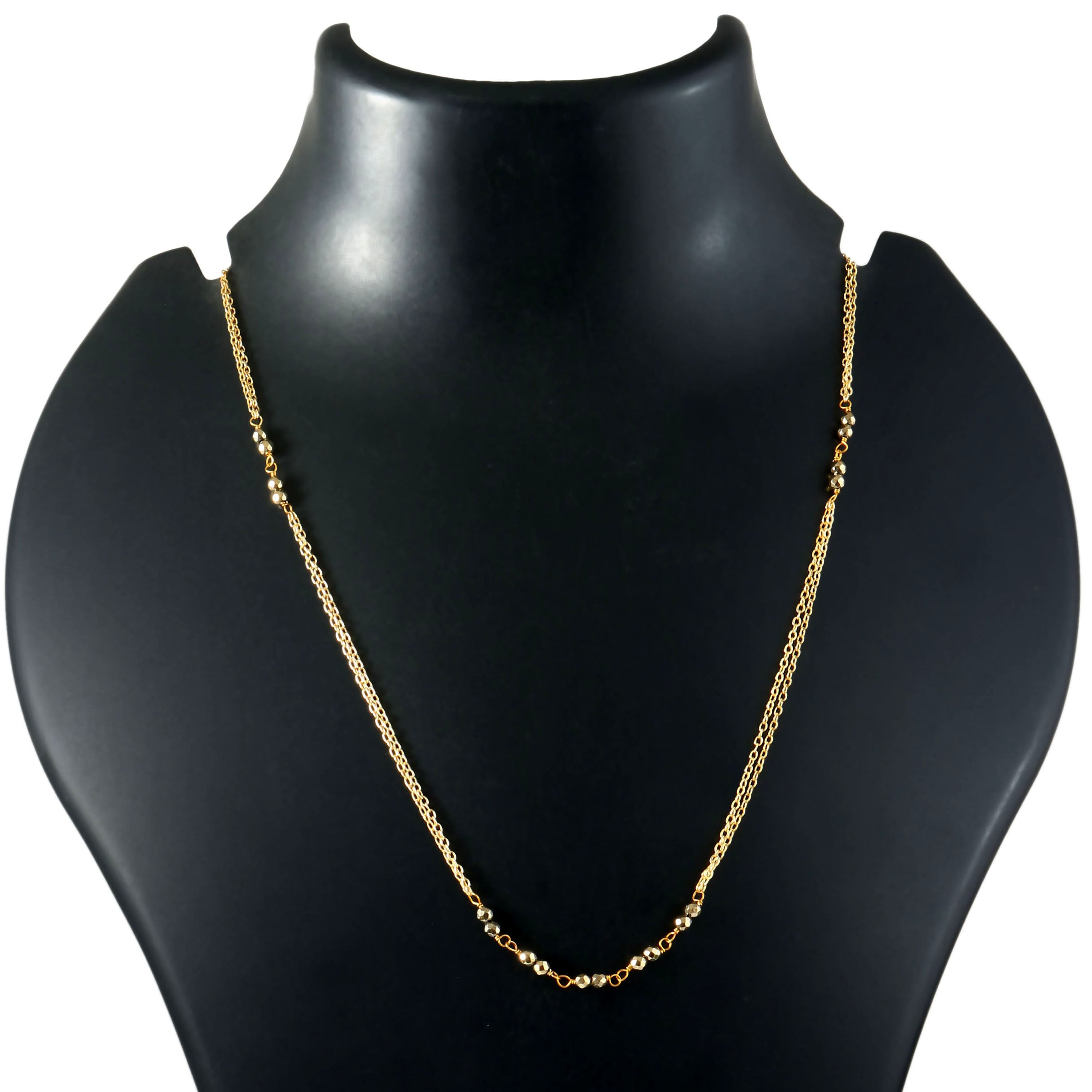 Gold-Plated Dual-Chain Necklace with Victorian Accents - Adisha Jewels