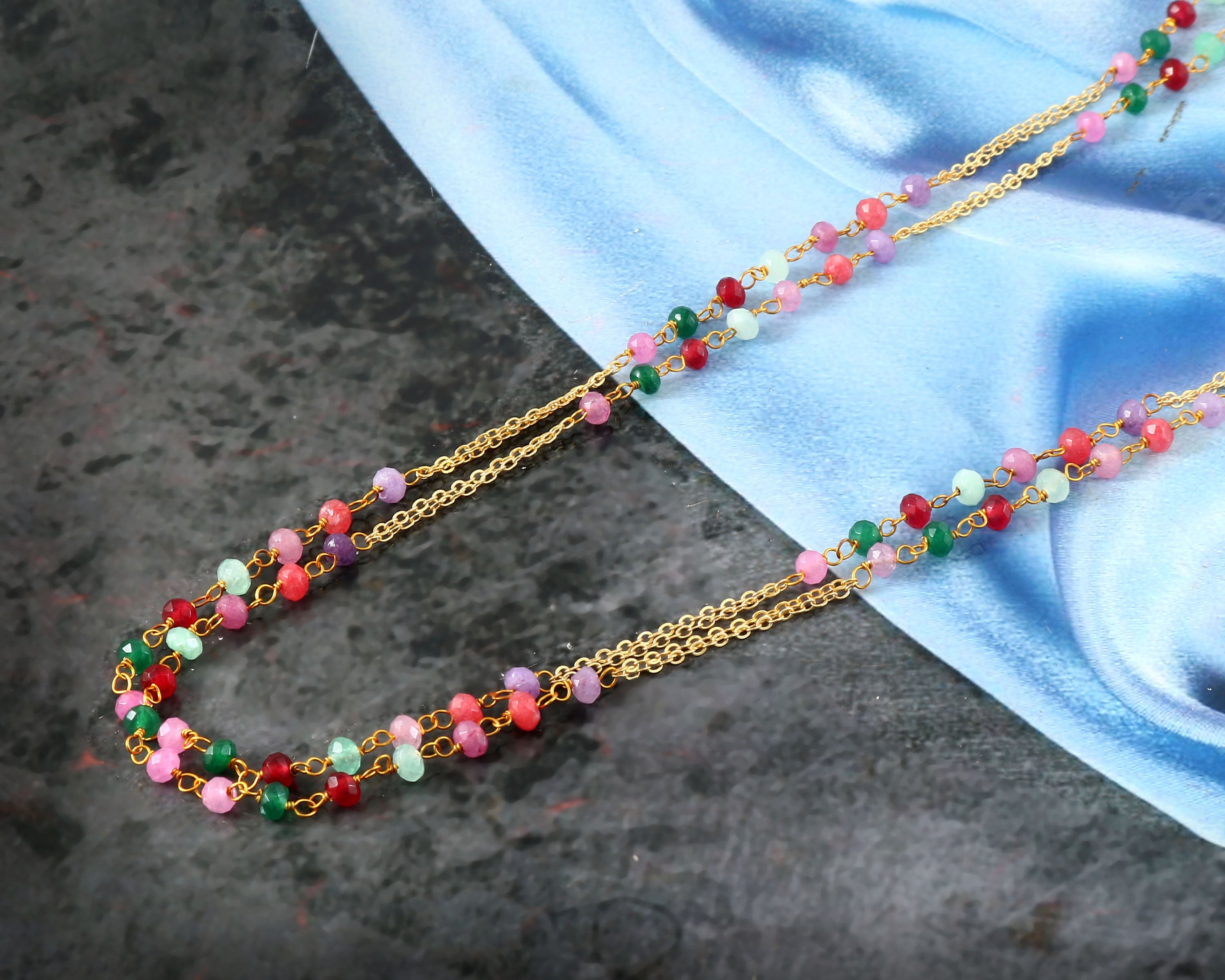 Multi-Color Baati Beads Mala Set - Adisha Jewels