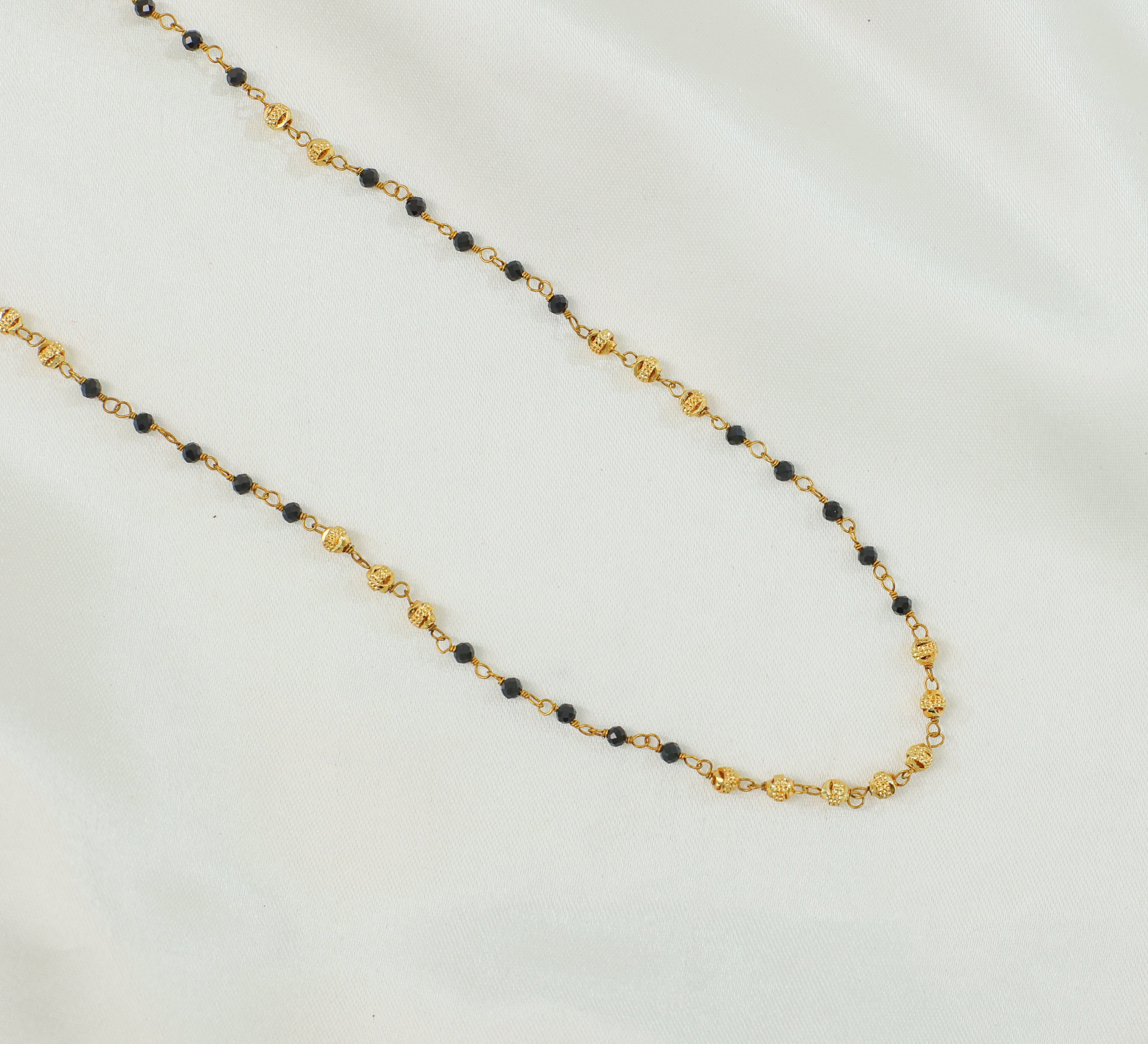 Gold-Plated Mangalsutra Style Mala Necklace Set - Adisha Jewels