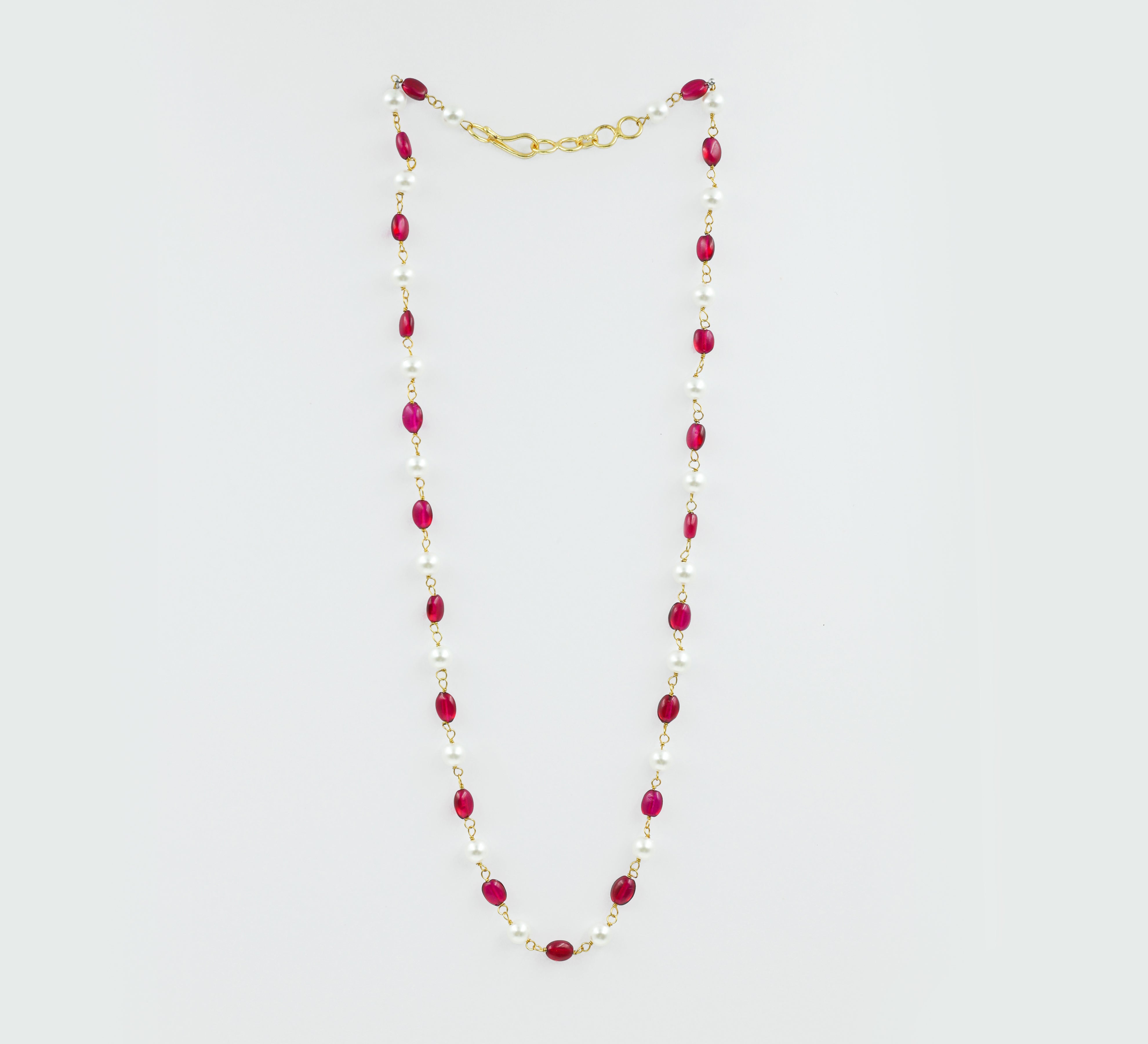 Mala Necklace Set with Shell Pearls and Mani Beads - Adisha Jewels