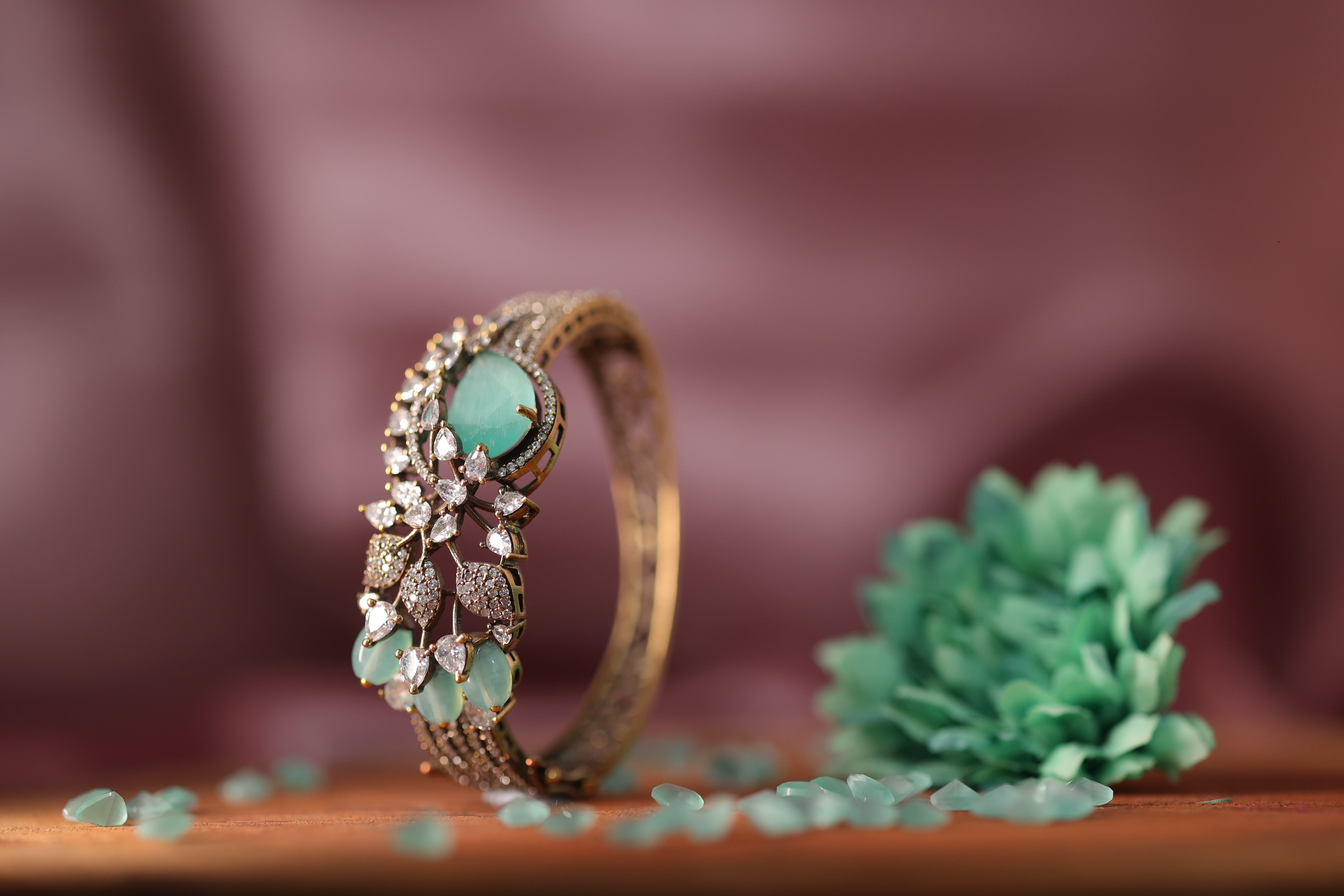 Victorian Kundan and Polki Stones Bracelet - Adisha Jewels