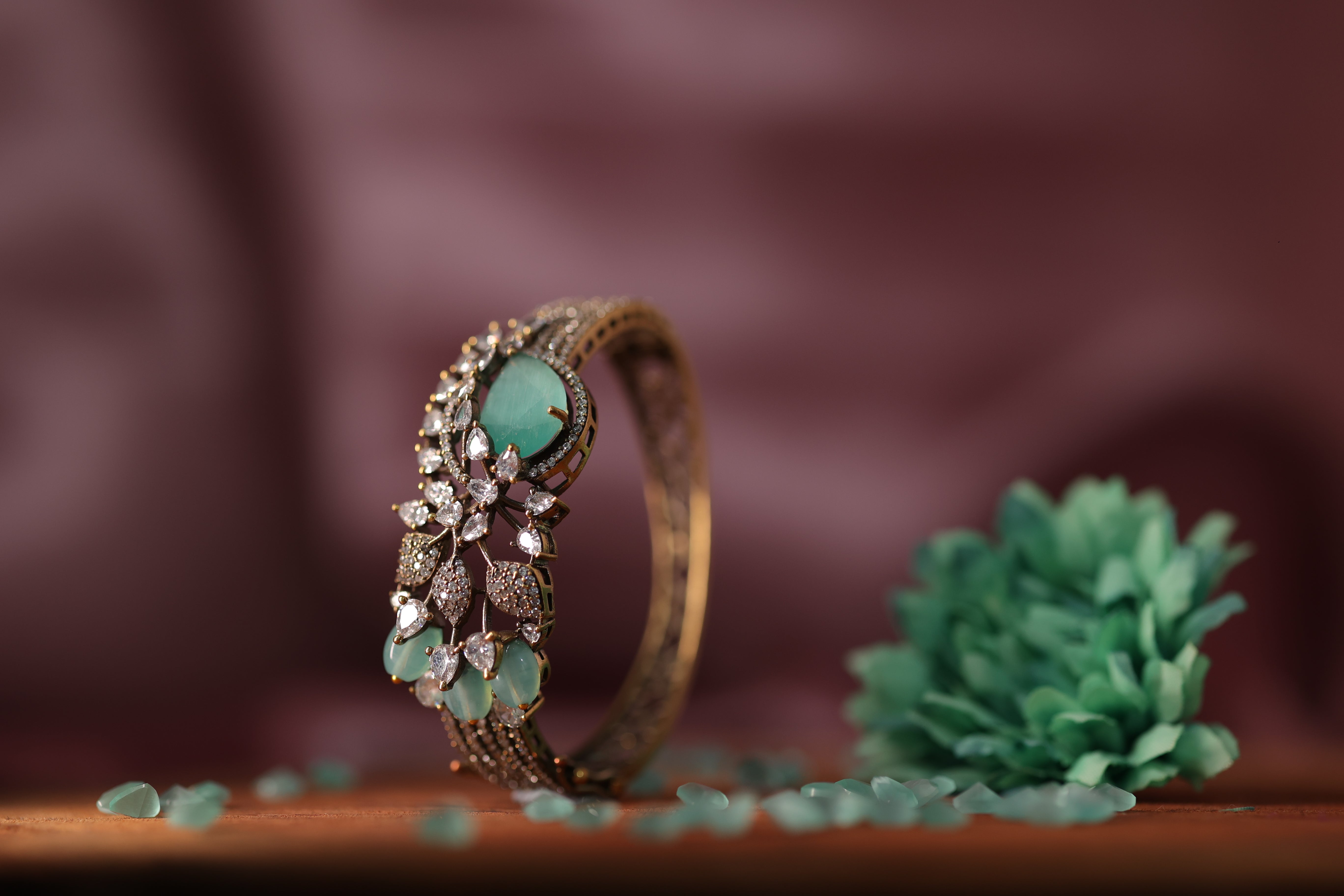 Victorian Kundan and Polki Stones Bracelet - Adisha Jewels