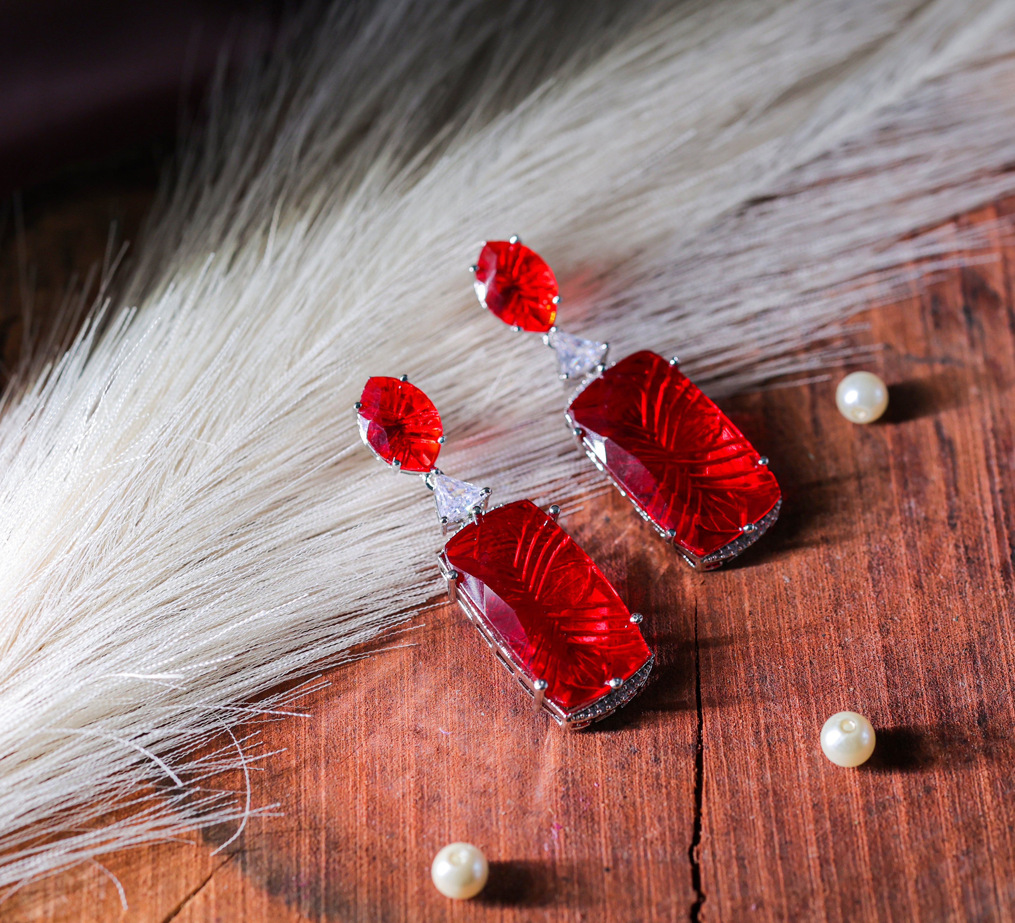 Earrings with Hydro Stones and Laser-Cut Detailing - Adisha Jewels