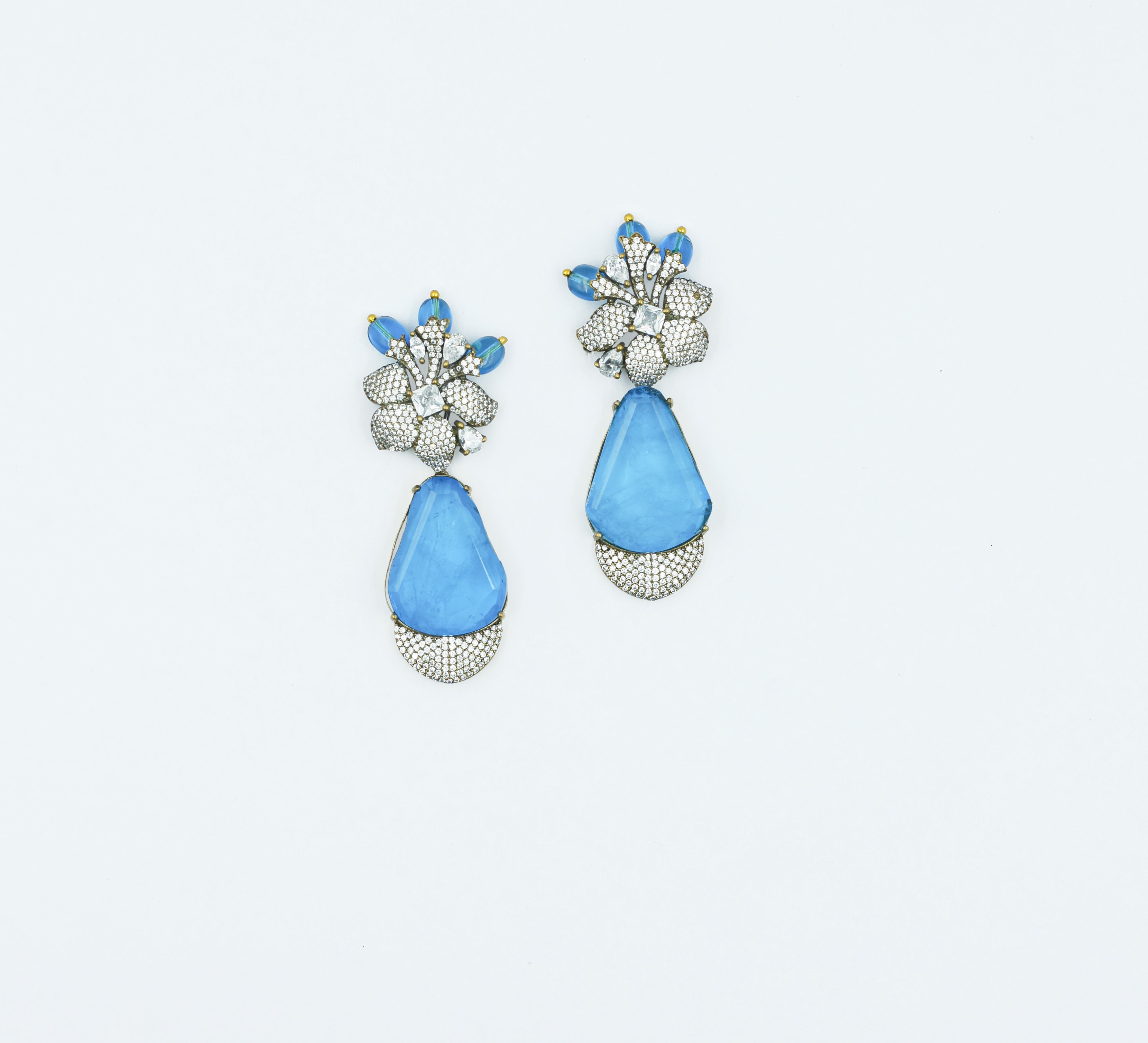 Victorian-Inspired Earrings with Doublet Stones and CZ Accents - Adisha Jewels