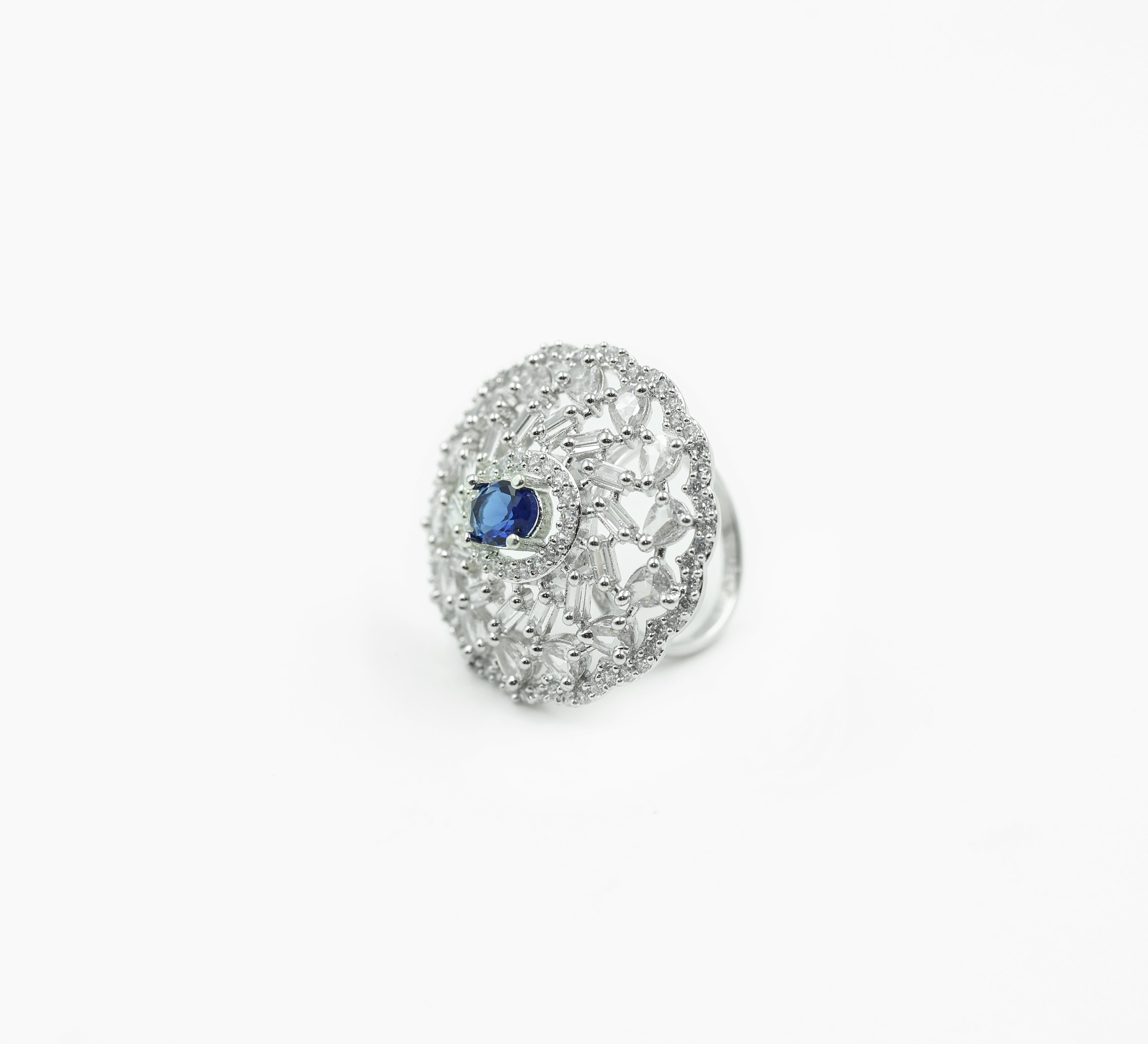 Silver-Plated Rings with American Diamonds and CZ Stones - Adisha Jewels