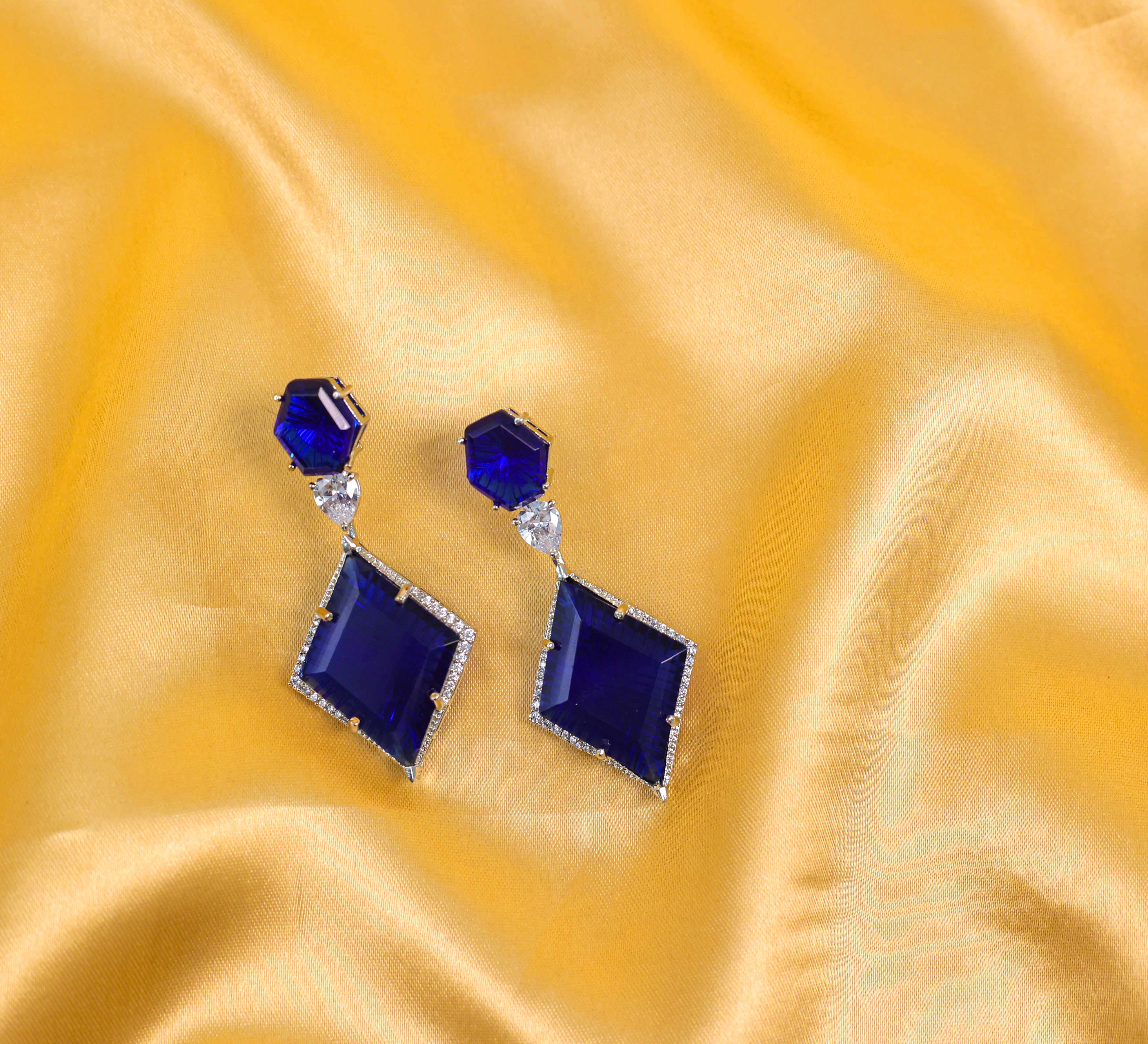 White-Plated Laser-Cut Hydrostone Earrings - Adisha Jewels