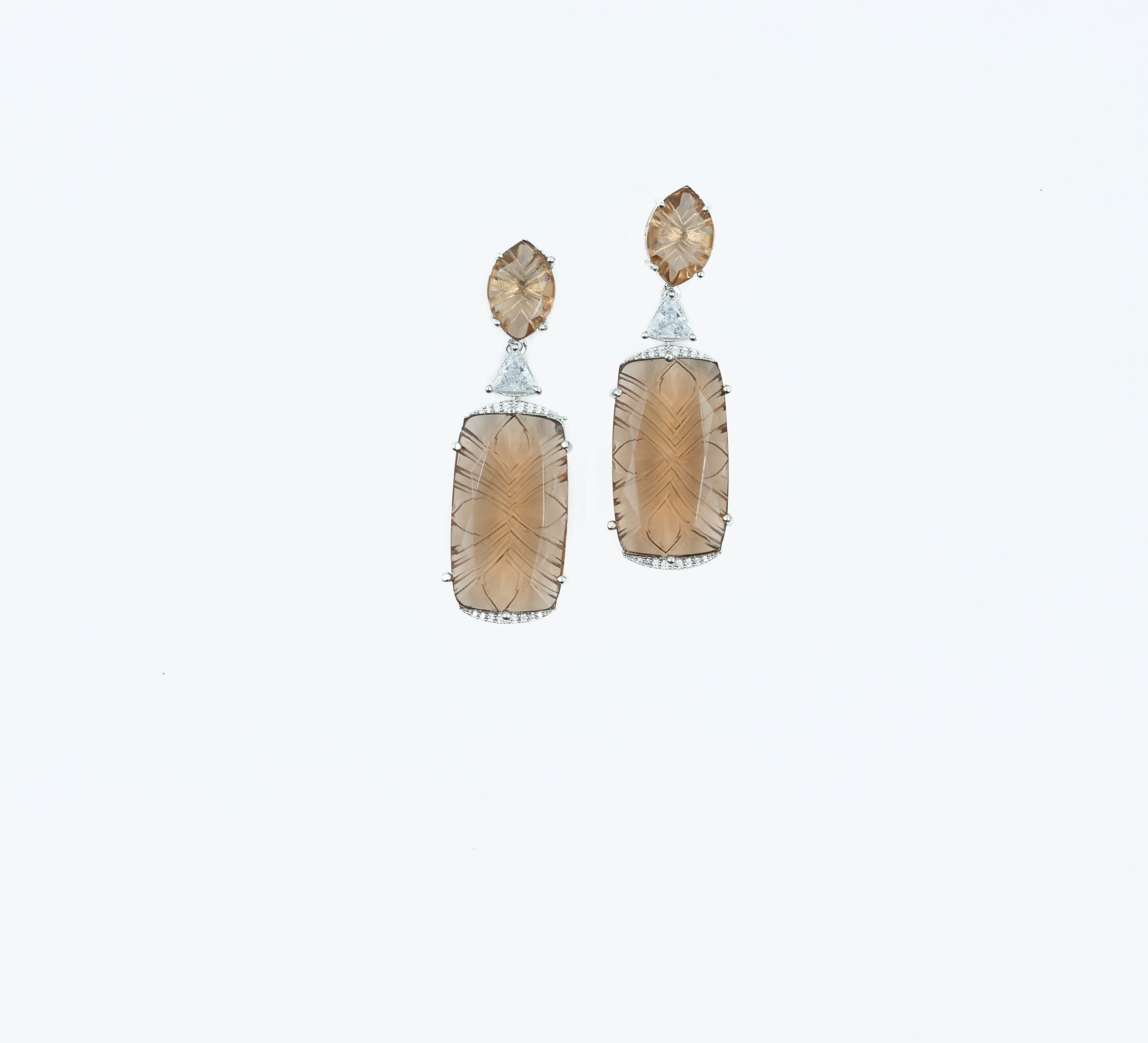 Earrings with Hydro Stones and Laser-Cut Detailing - Adisha Jewels