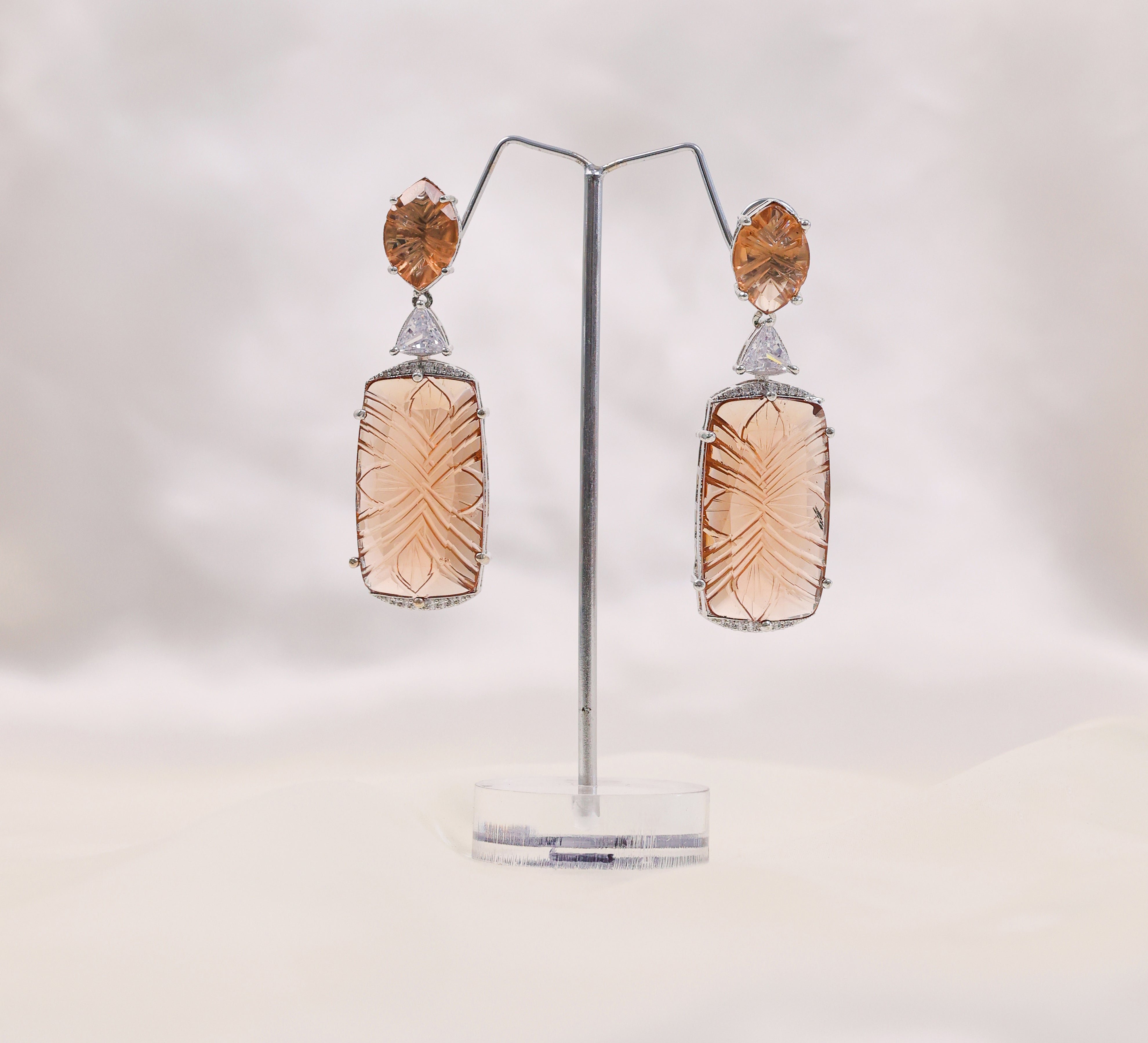 Earrings with Hydro Stones and Laser-Cut Detailing - Adisha Jewels