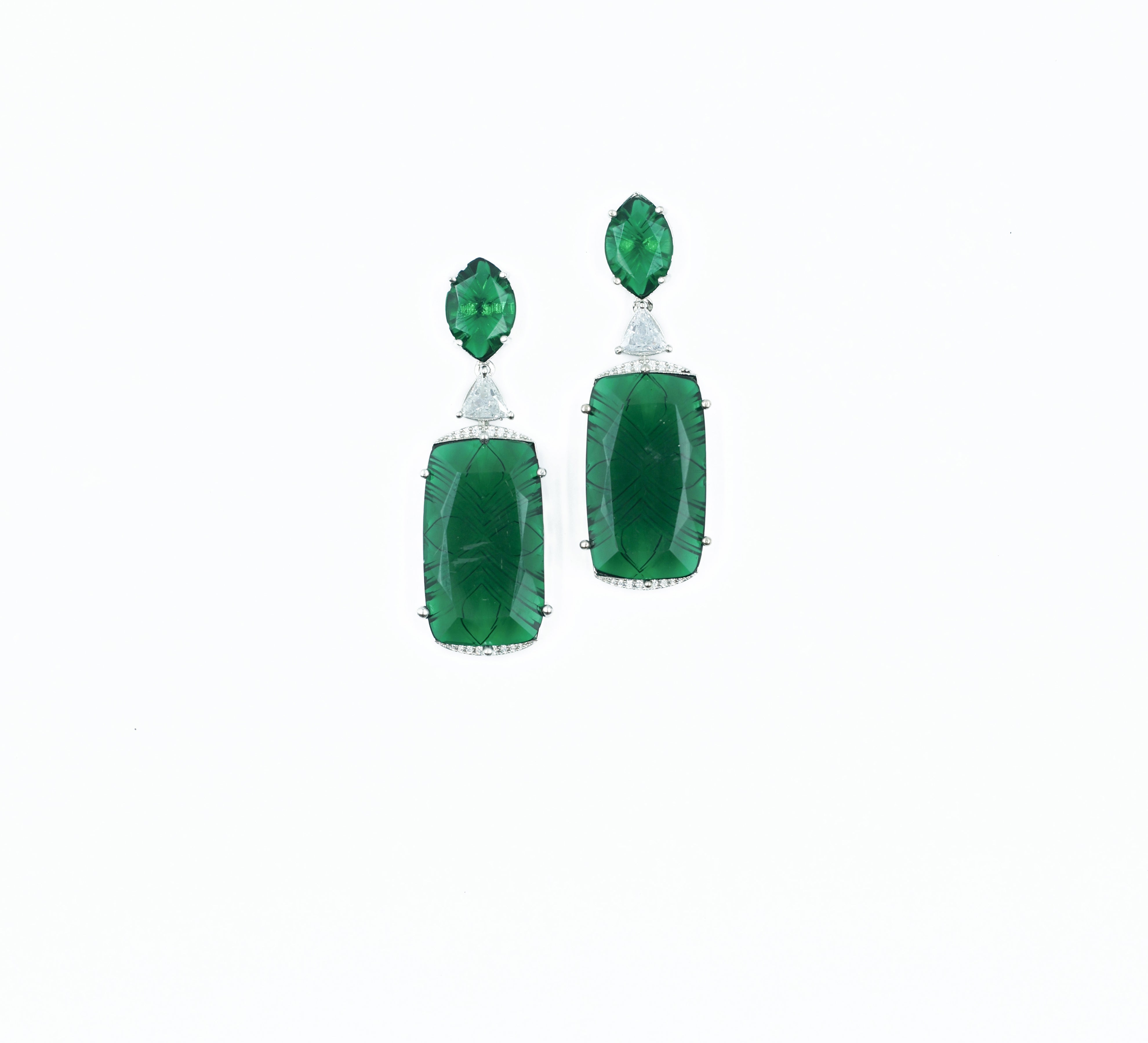 Earrings with Hydro Stones and Laser-Cut Detailing - Adisha Jewels