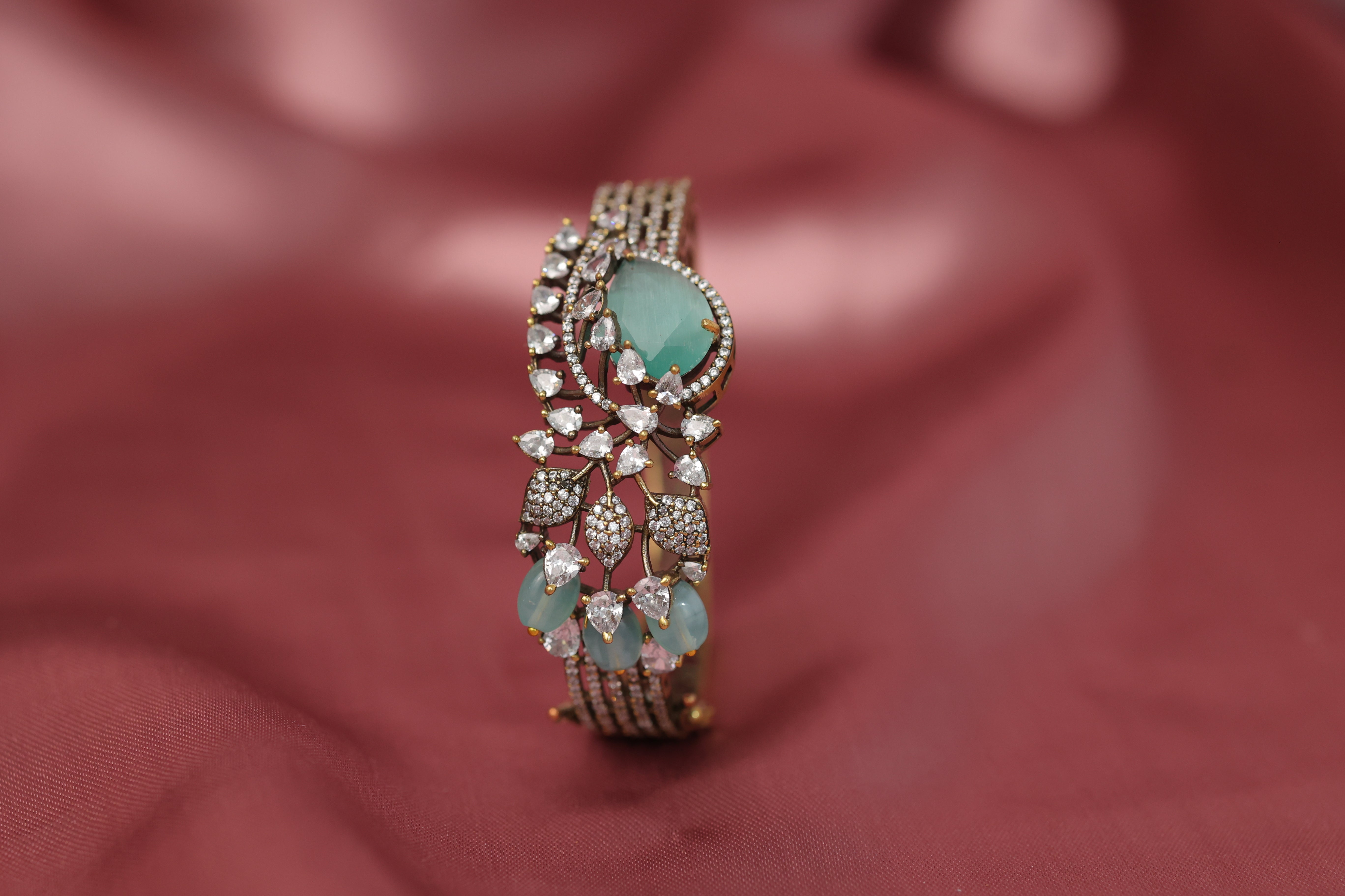 Victorian Kundan and Polki Stones Bracelet - Adisha Jewels