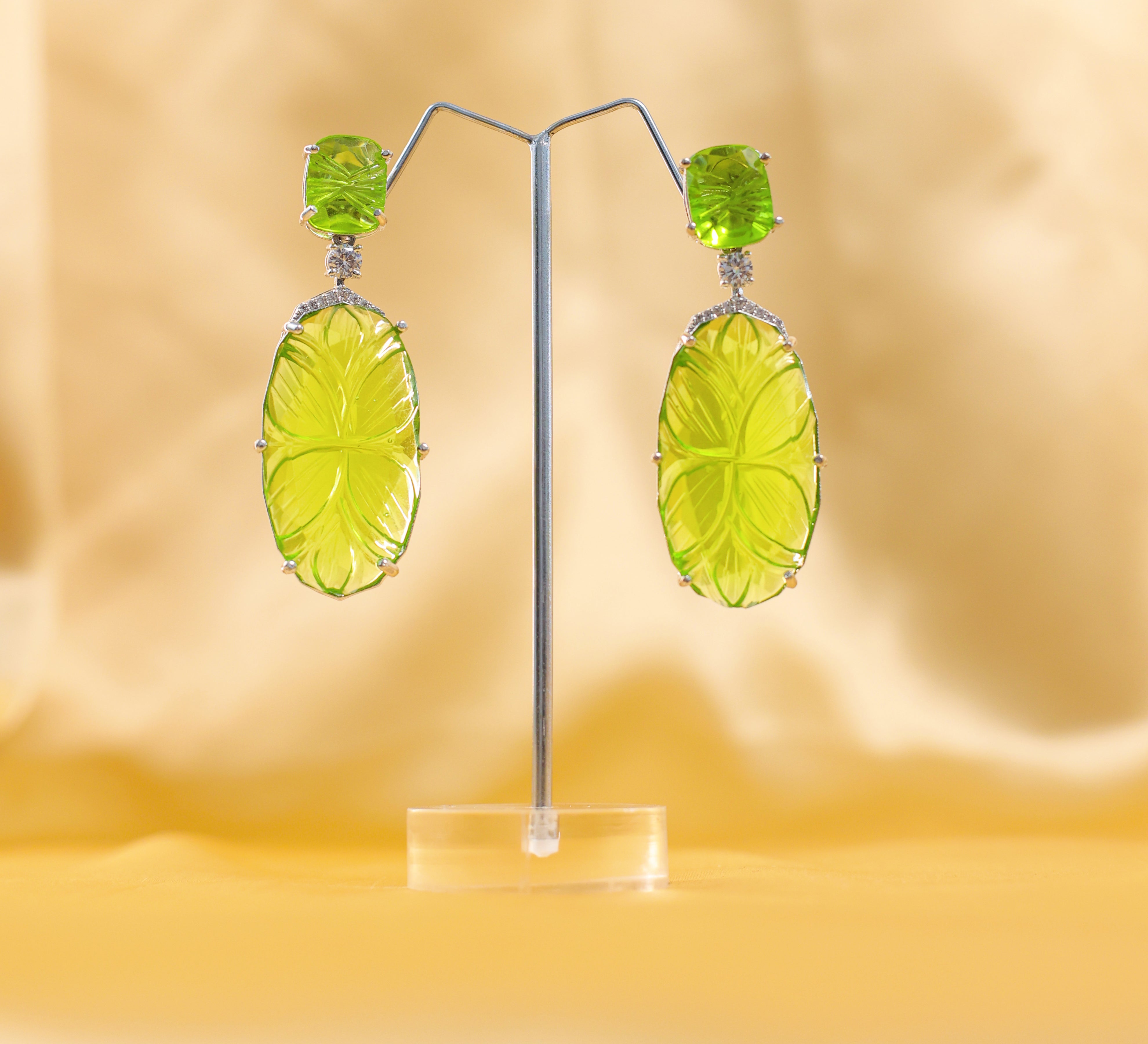 White-Plated Laser-Cut Hydrostone Earrings - Adisha Jewels