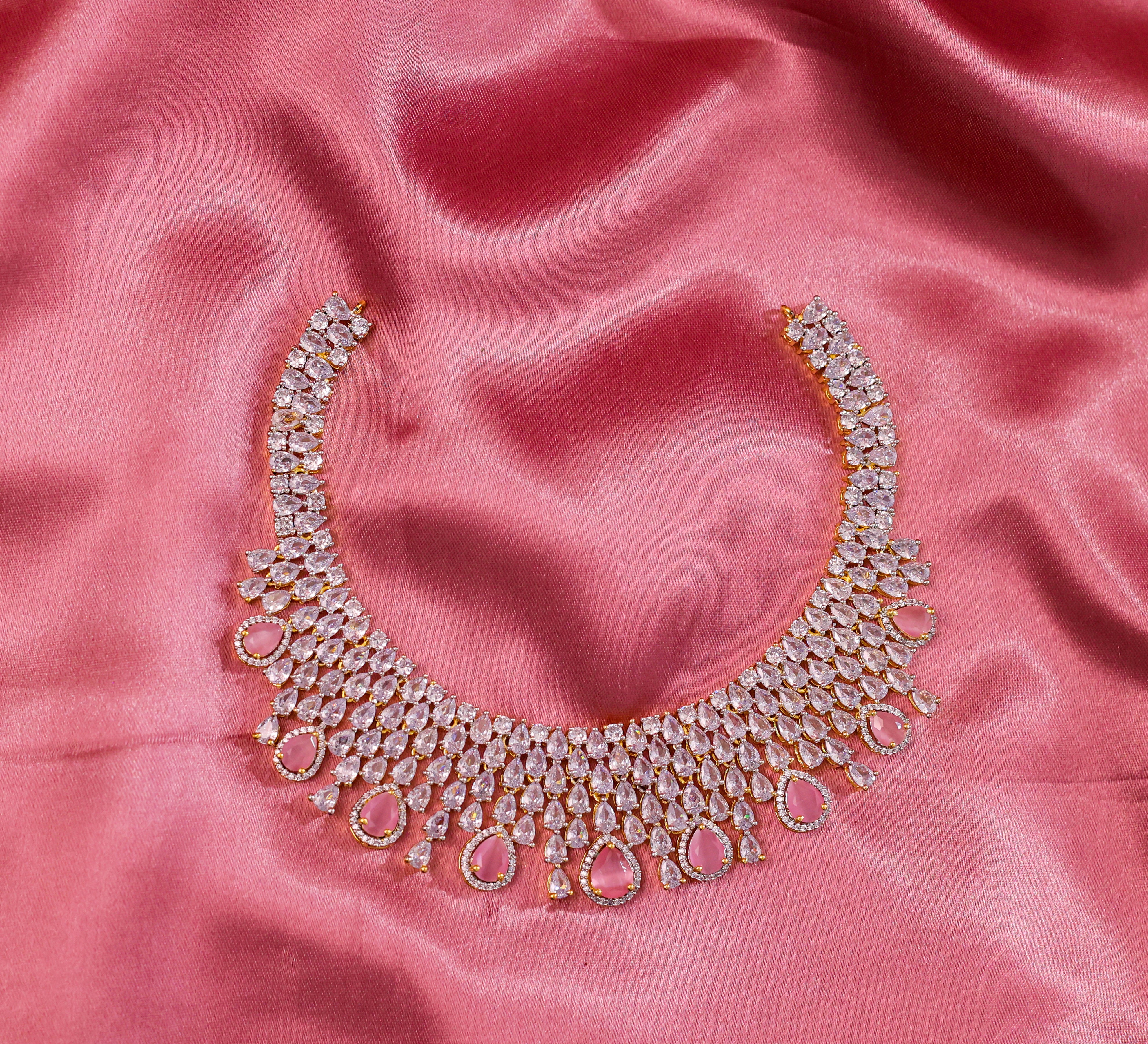 White Rhodium-Plated Necklace Set - Adisha Jewels